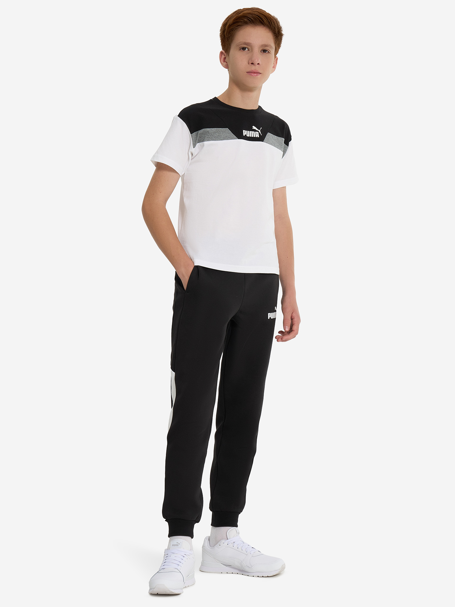 фото Футболка для мальчиков puma power colorblock, белый
