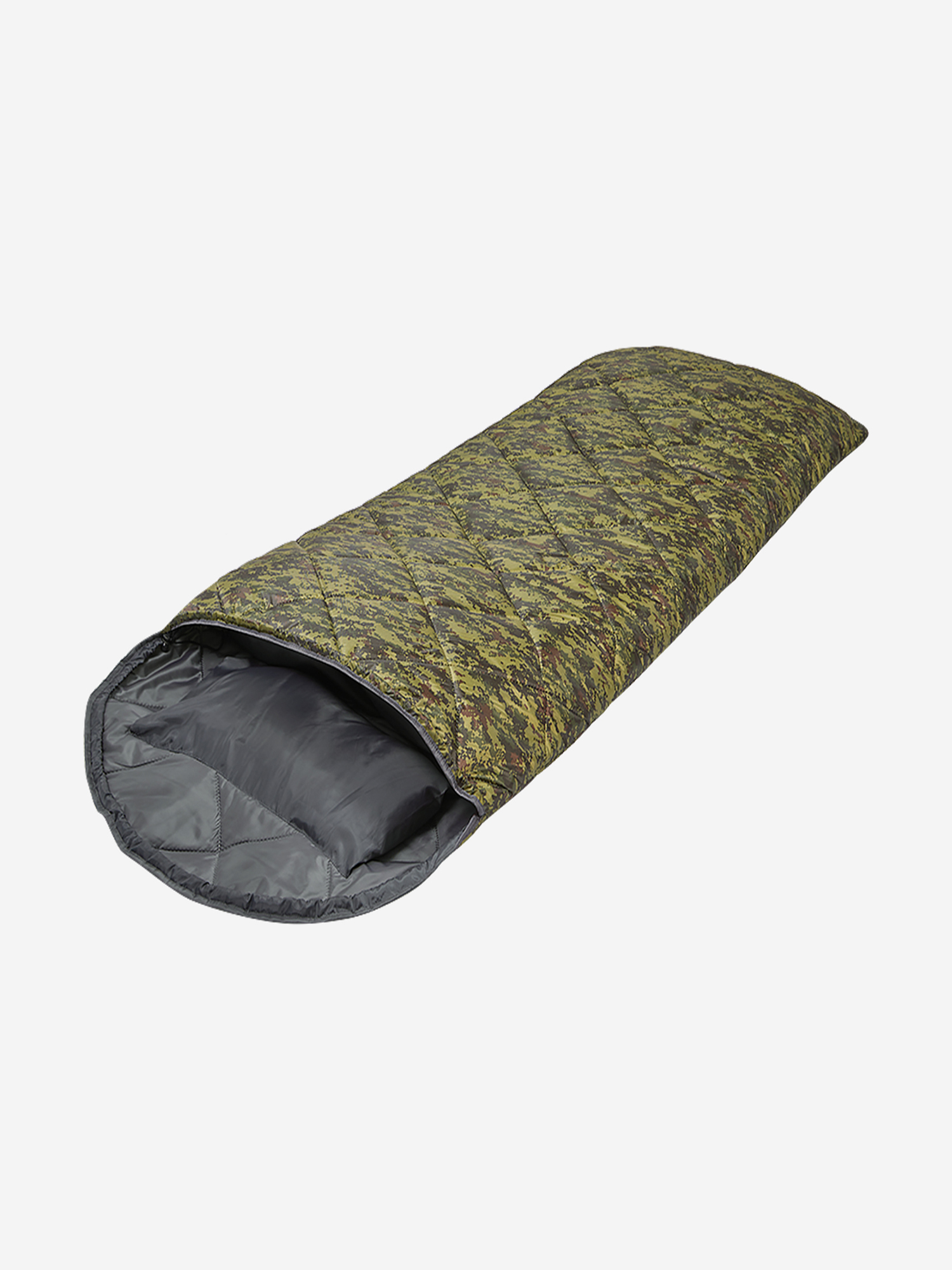 Спальный мешок Фрегат (200) с ультразвуковой стежкой и подушкой-подголовником, камуфляж, ширина 85 см, Зеленый спальный мешок камуфляж