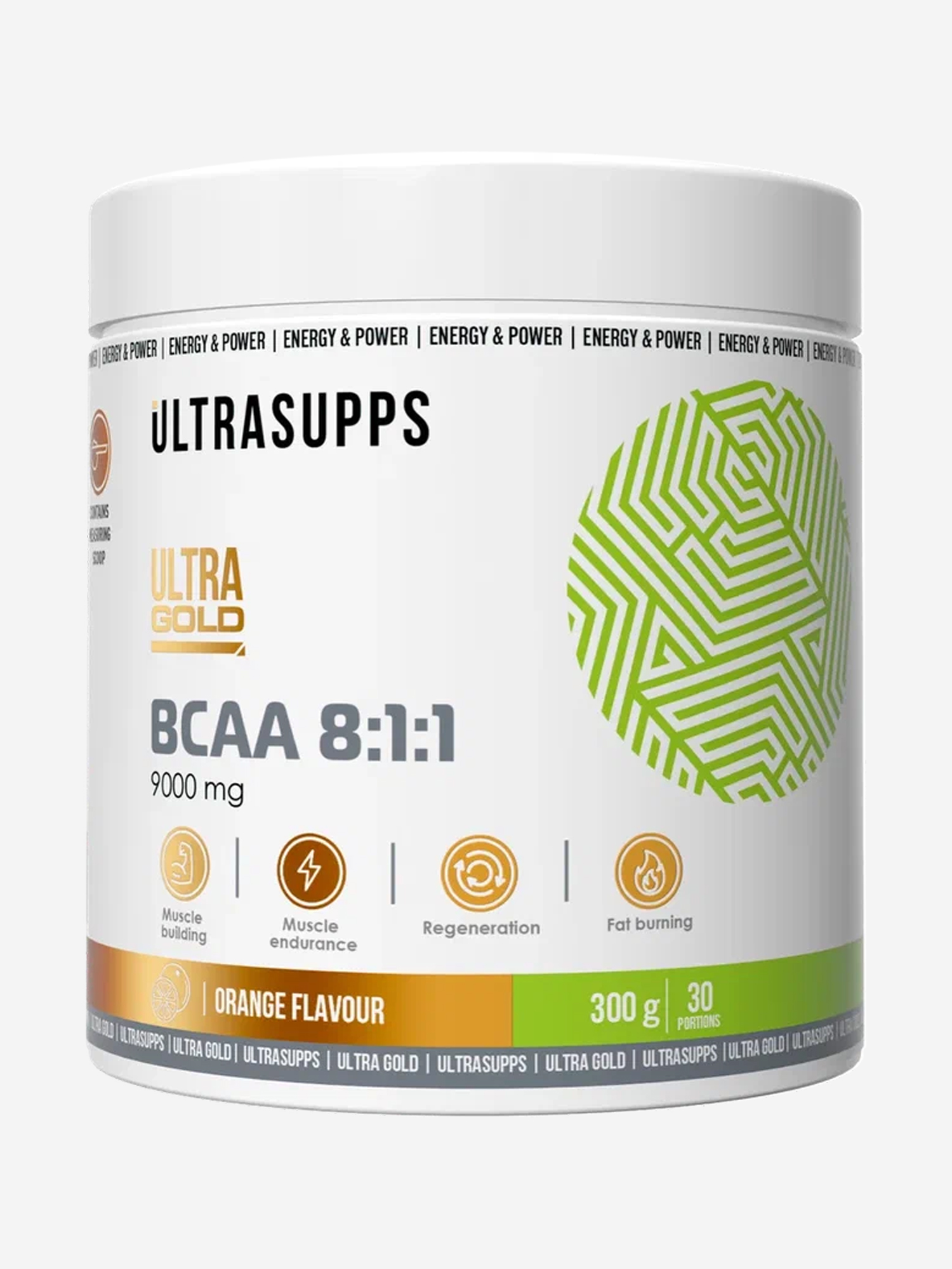 

Аминокислоты BCAA 8:1:1 Ultrasupps Ultra Gold "Апельсин", 300 г, Белый