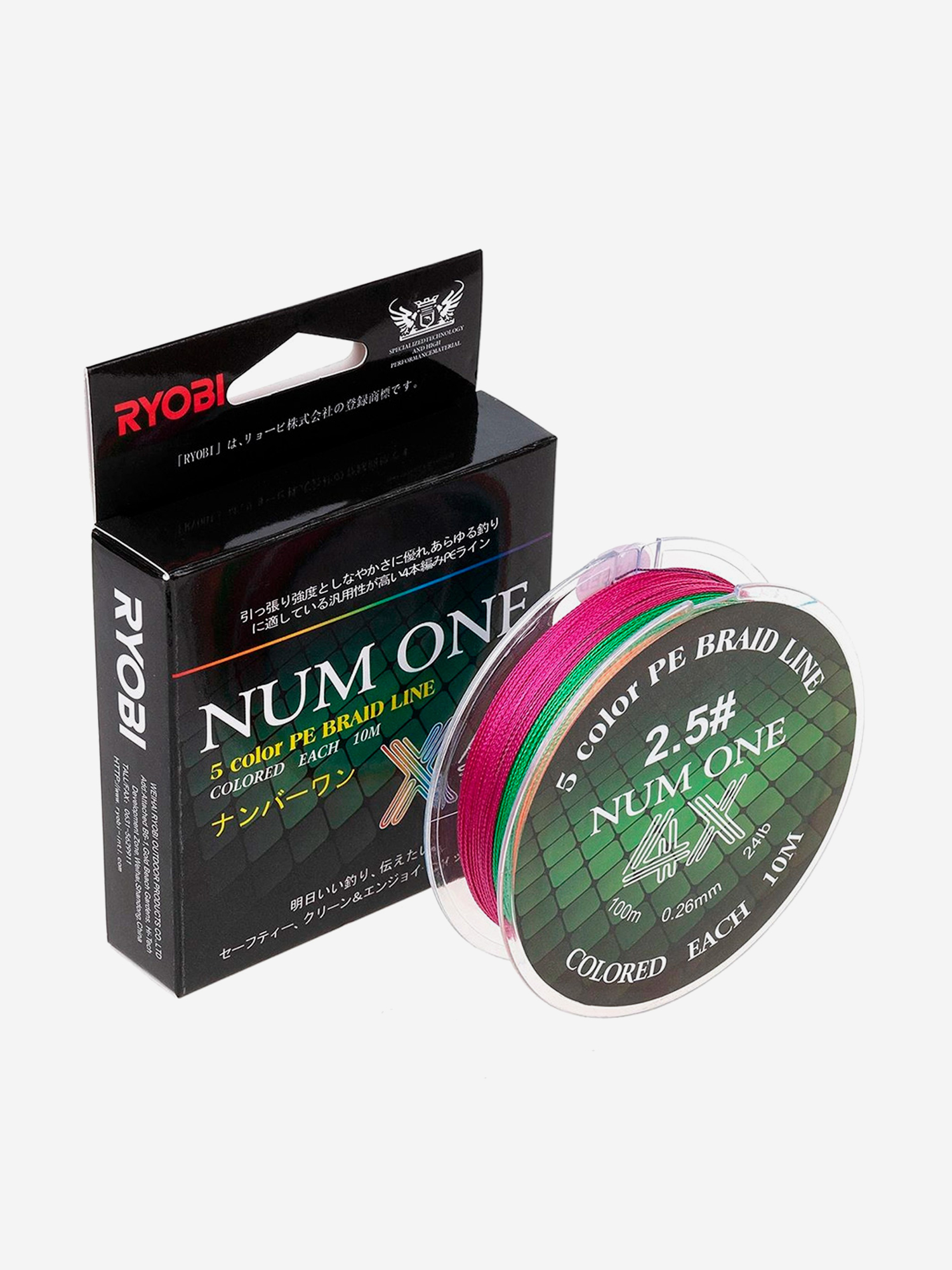 

Шнур плетеный для рыбалки Ryobi NUM ONE PE4X, 100м, 0,260мм, 11кг, мультиколор, Мультицвет