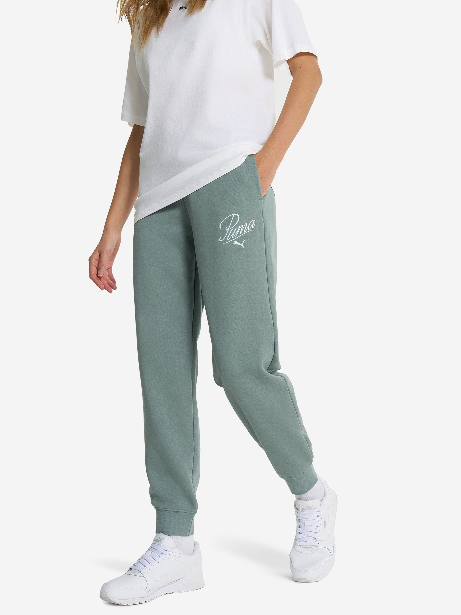Брюки женские PUMA Ess Script Comfort, Зеленый