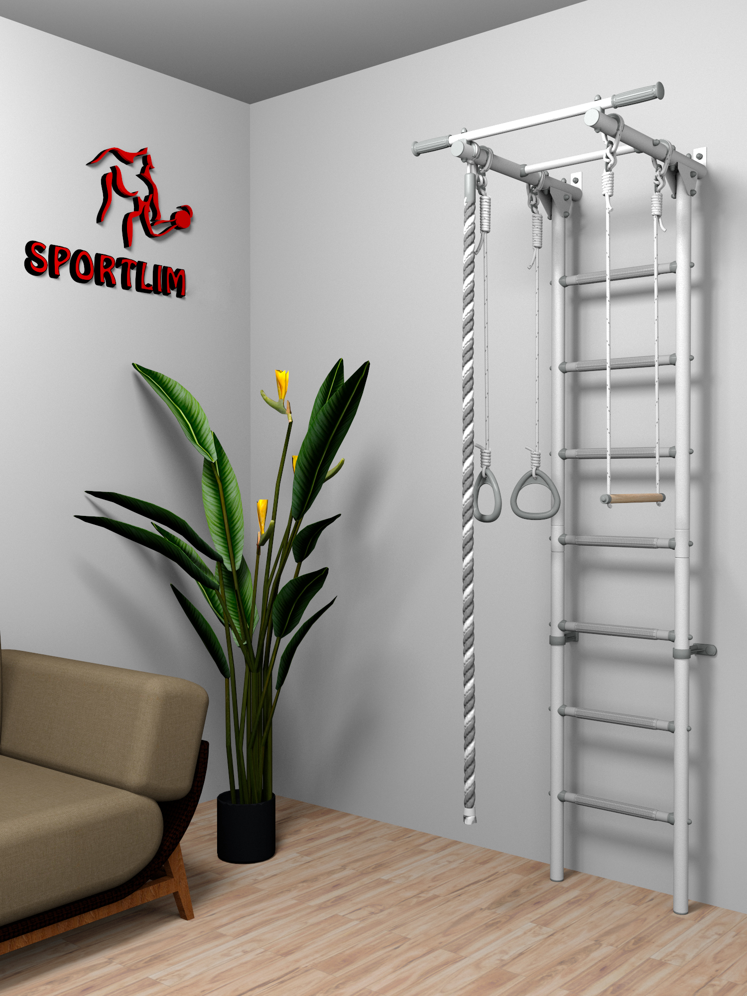 

Шведская стенка DSK3 SportLim (бело-серая), Серый