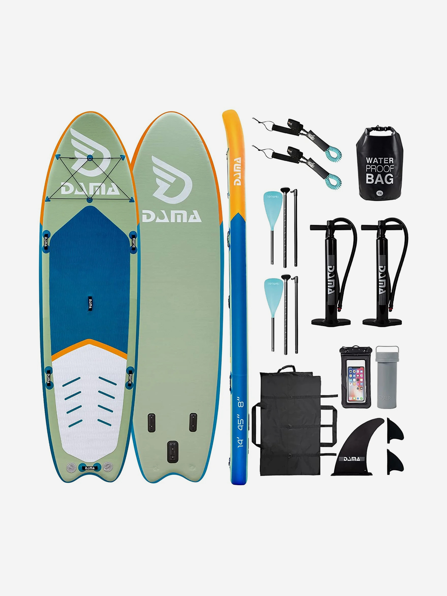

SUP-доска DAMA SERIES Fresh Water Family, 14'*45"*8 ” 427-114-20cm сапборд, Зеленый