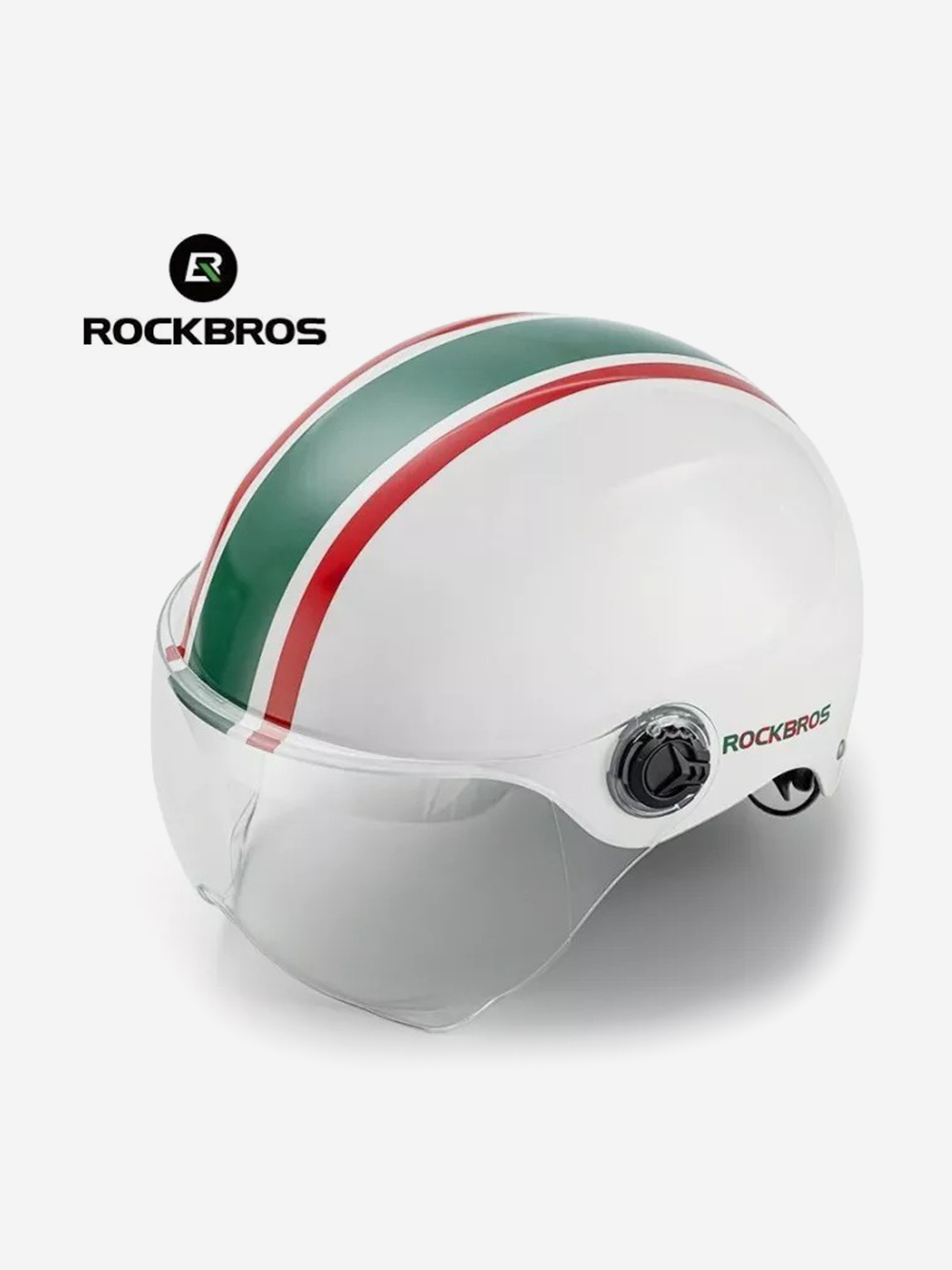

Велошлем ROCKBROS с визором подходит для электровелосипеда, Белый