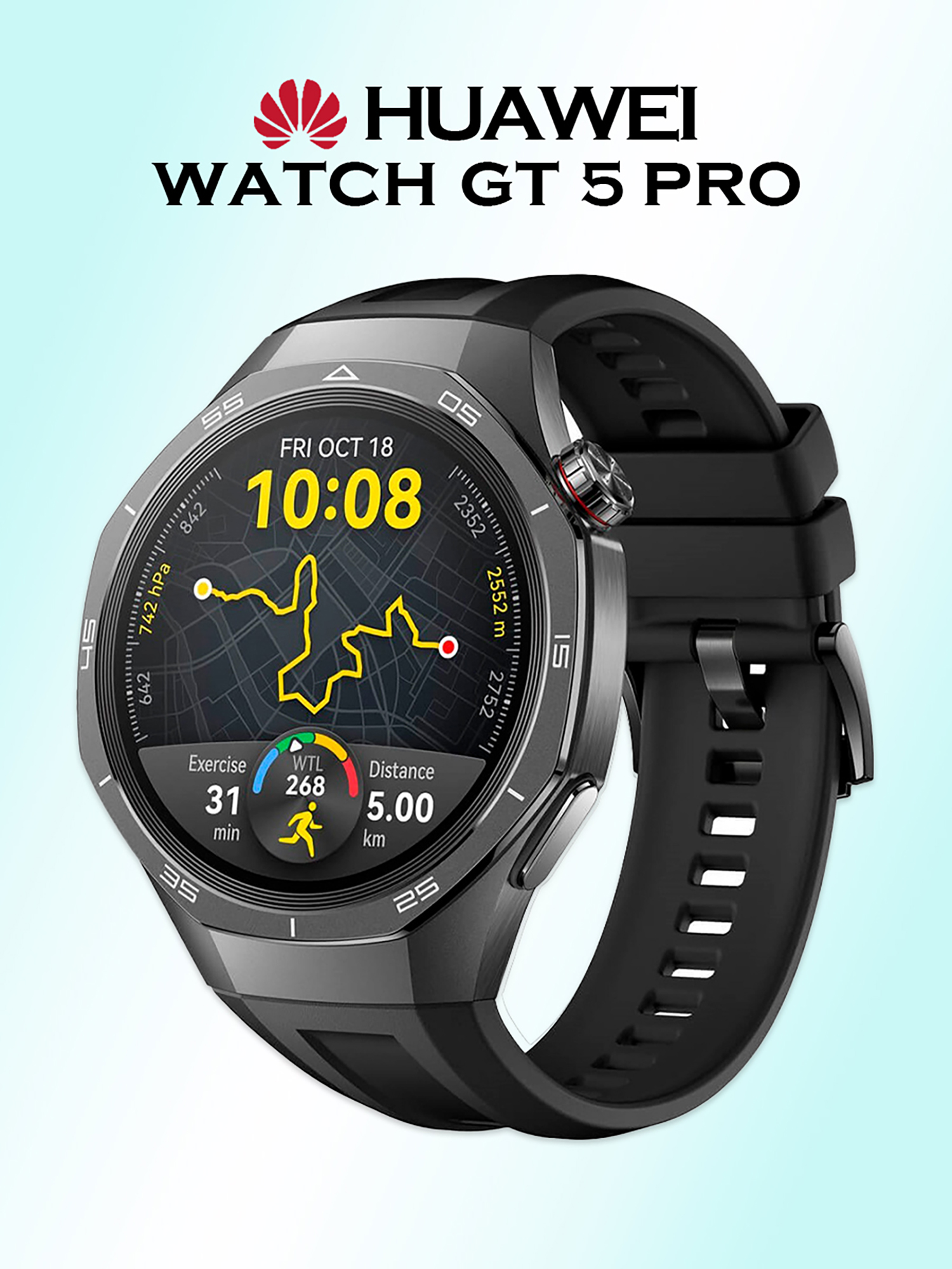 

Умные часы HUAWEI WATCH GT 5 PRO, VLI-B29, 46 мм, черные, Черный