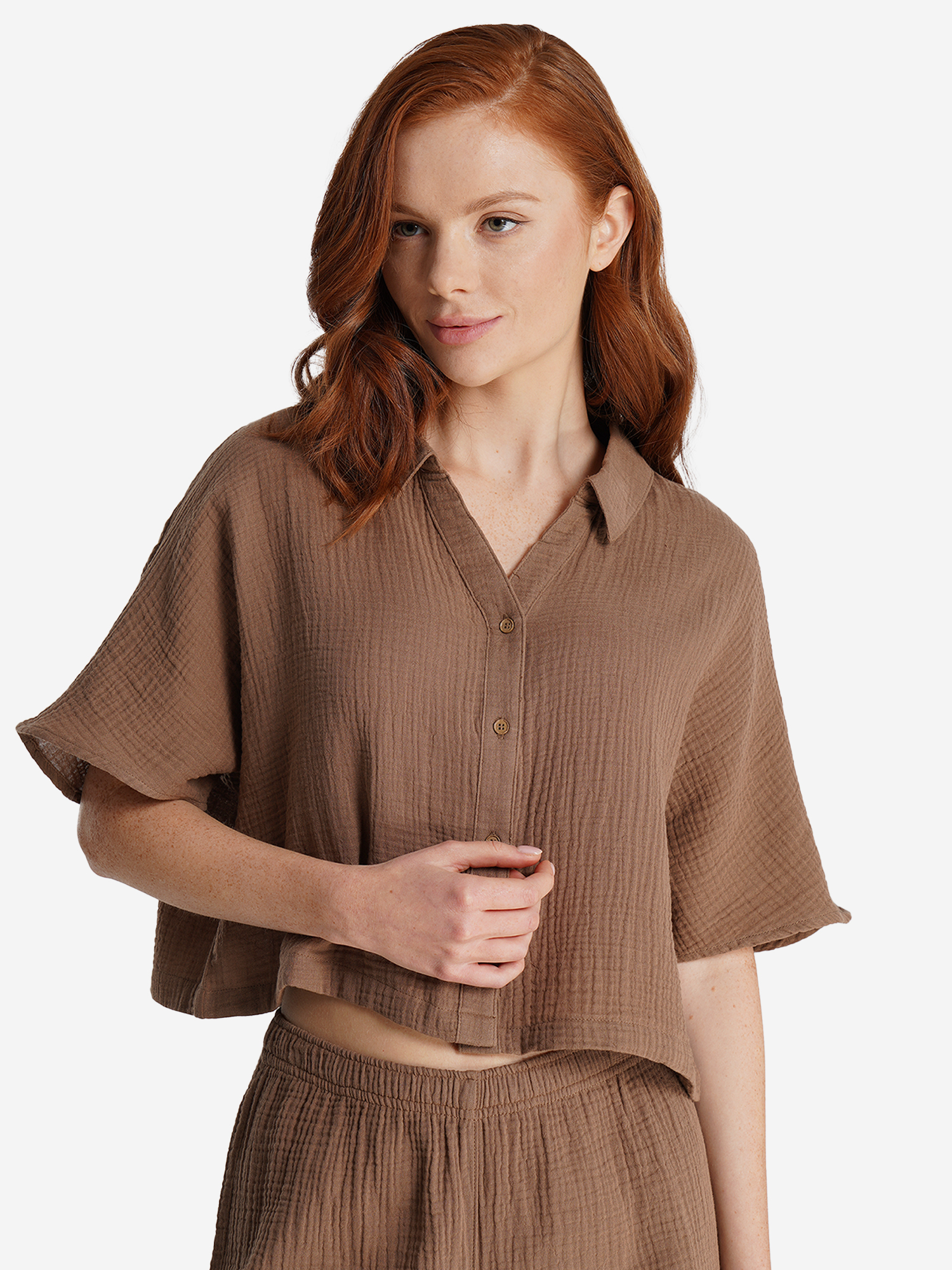 Женская рубашка с коротким рукавом Joss, коричневый, арт. 142378JSS-F2