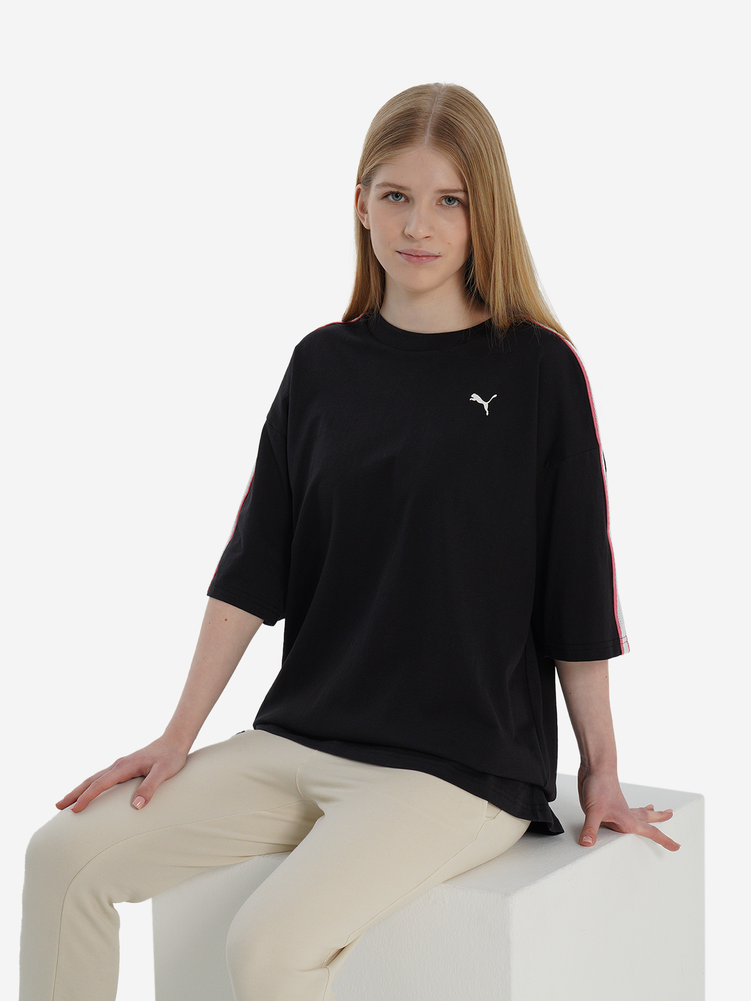 Изображение товара Футболка для девочек PUMA T7 Always On, Черный Цвет, 100% Хлопок