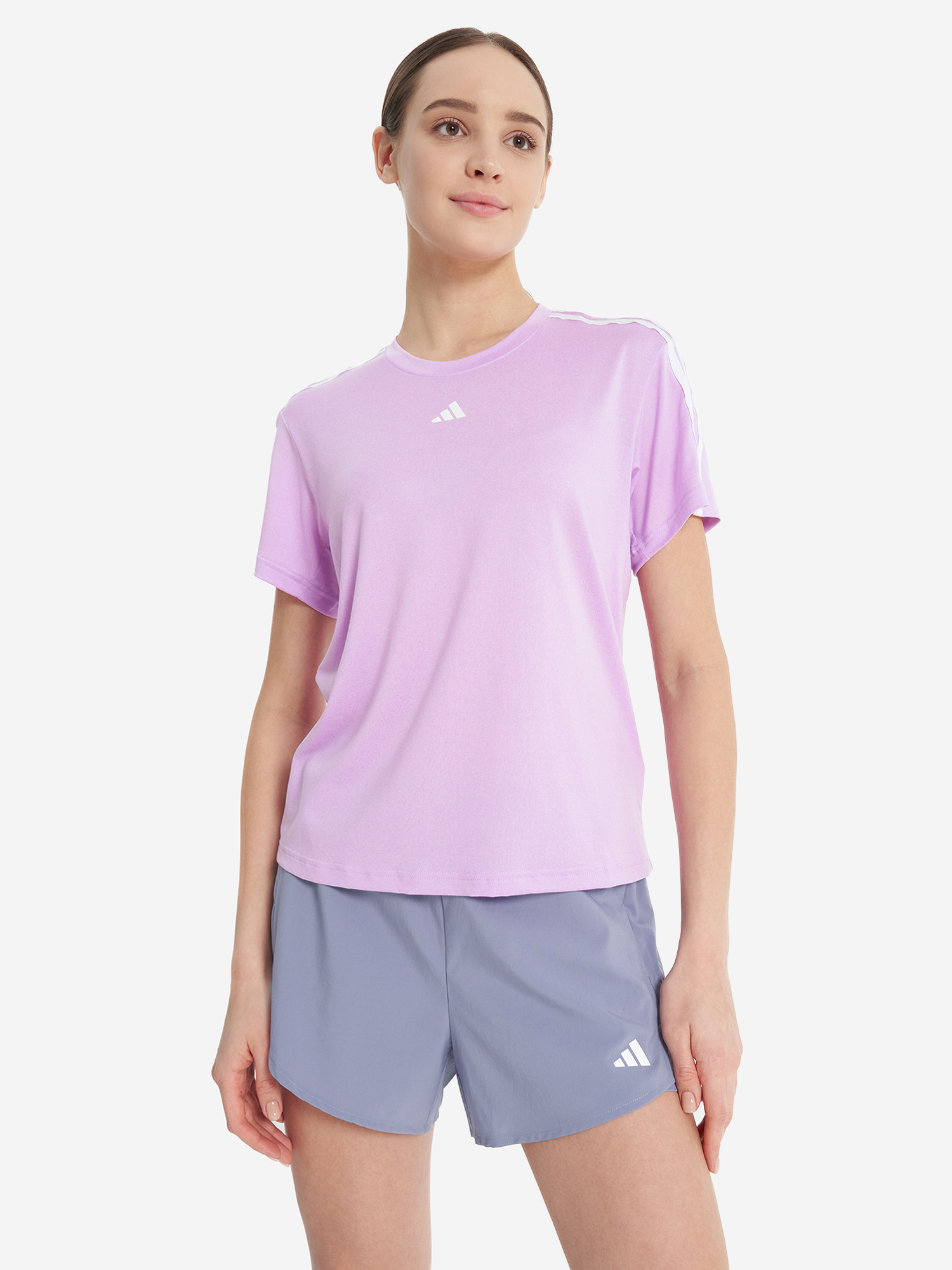 Футболка женская adidas, Фиолетовый кроссовки для мальчиков adidas cross em up select j wide фиолетовый