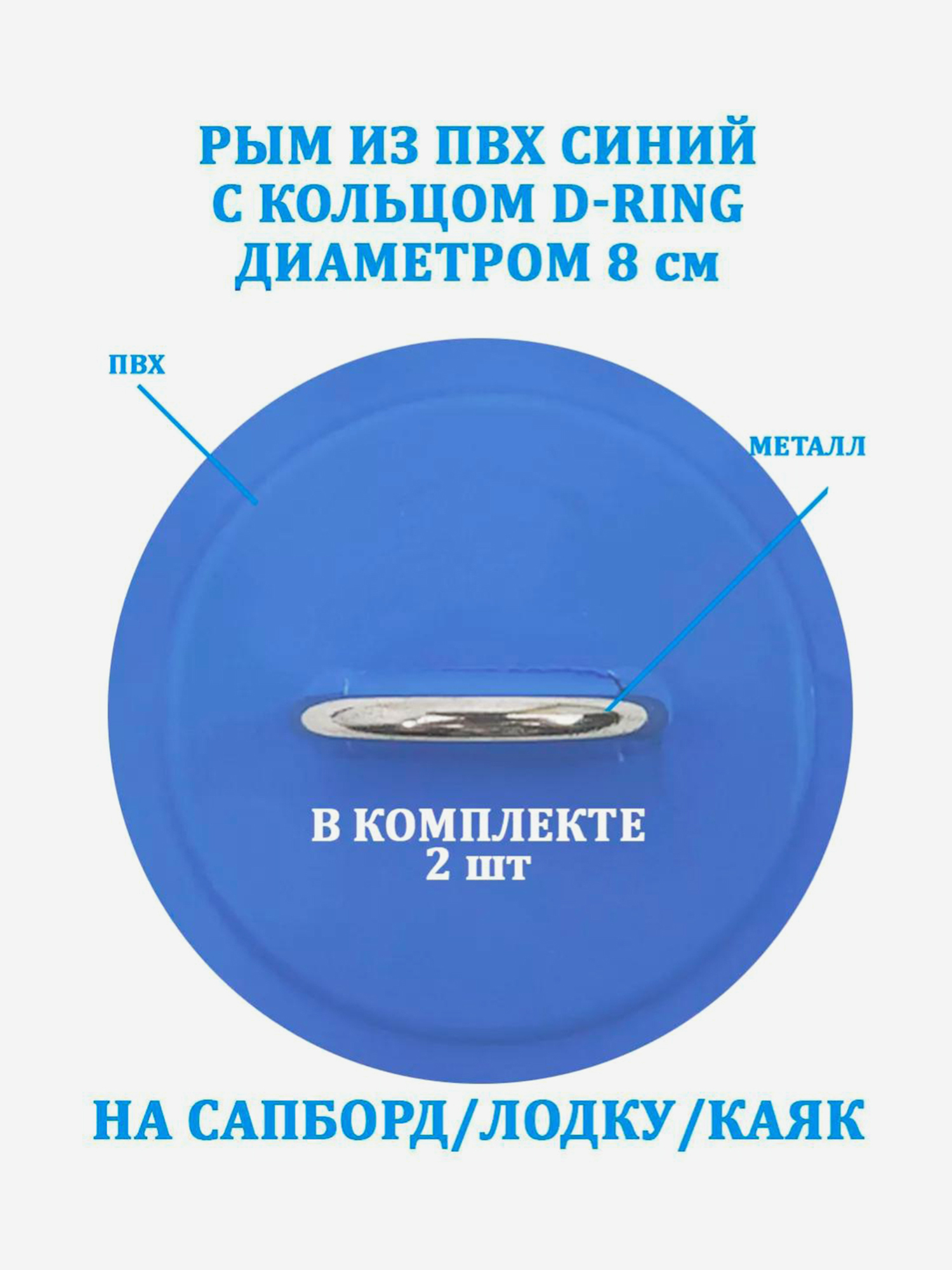 

Рым 2 шт. из ПВХ с кольцом D-Ring на сапборд, лодку, Синий