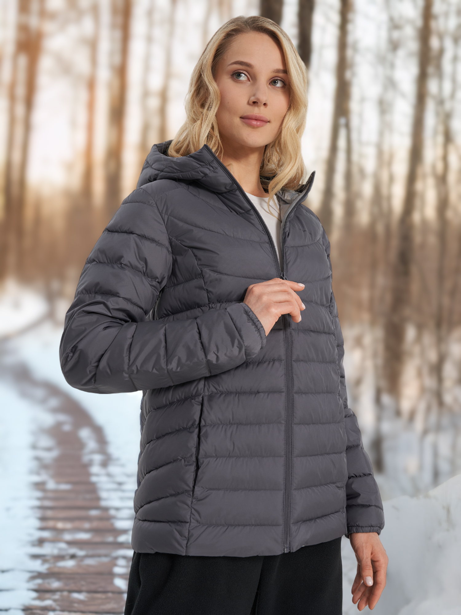 Пуховик женский Outventure, серый, арт. 137545out-93
