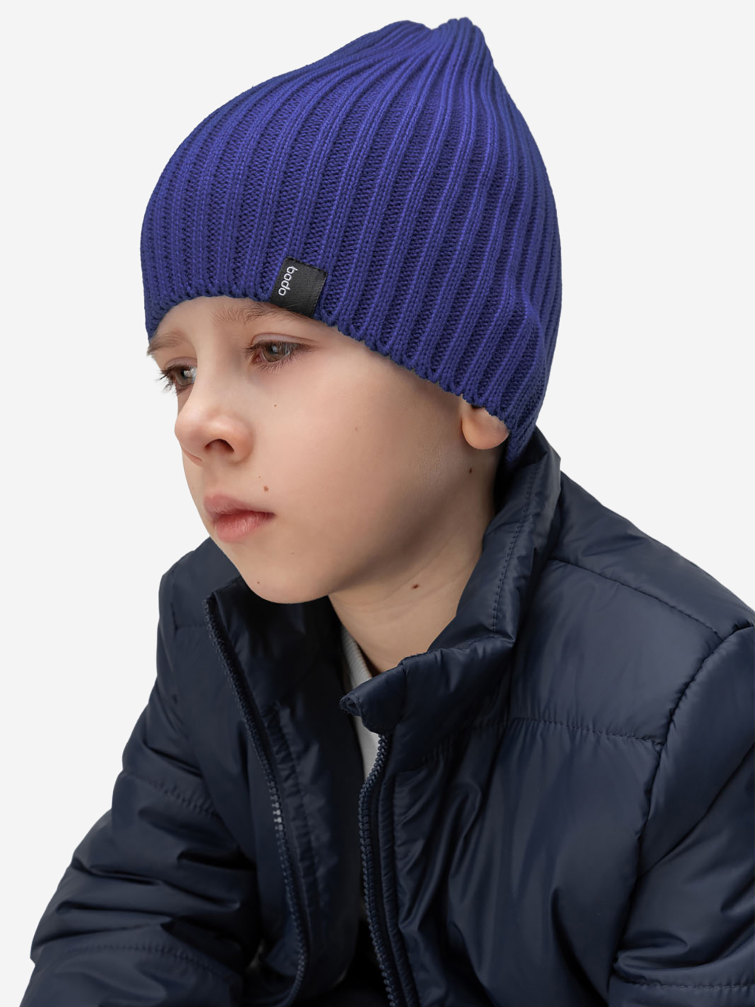 Изображение товара Вязаная шапка bodo ярко-синяя для детей в зимний период