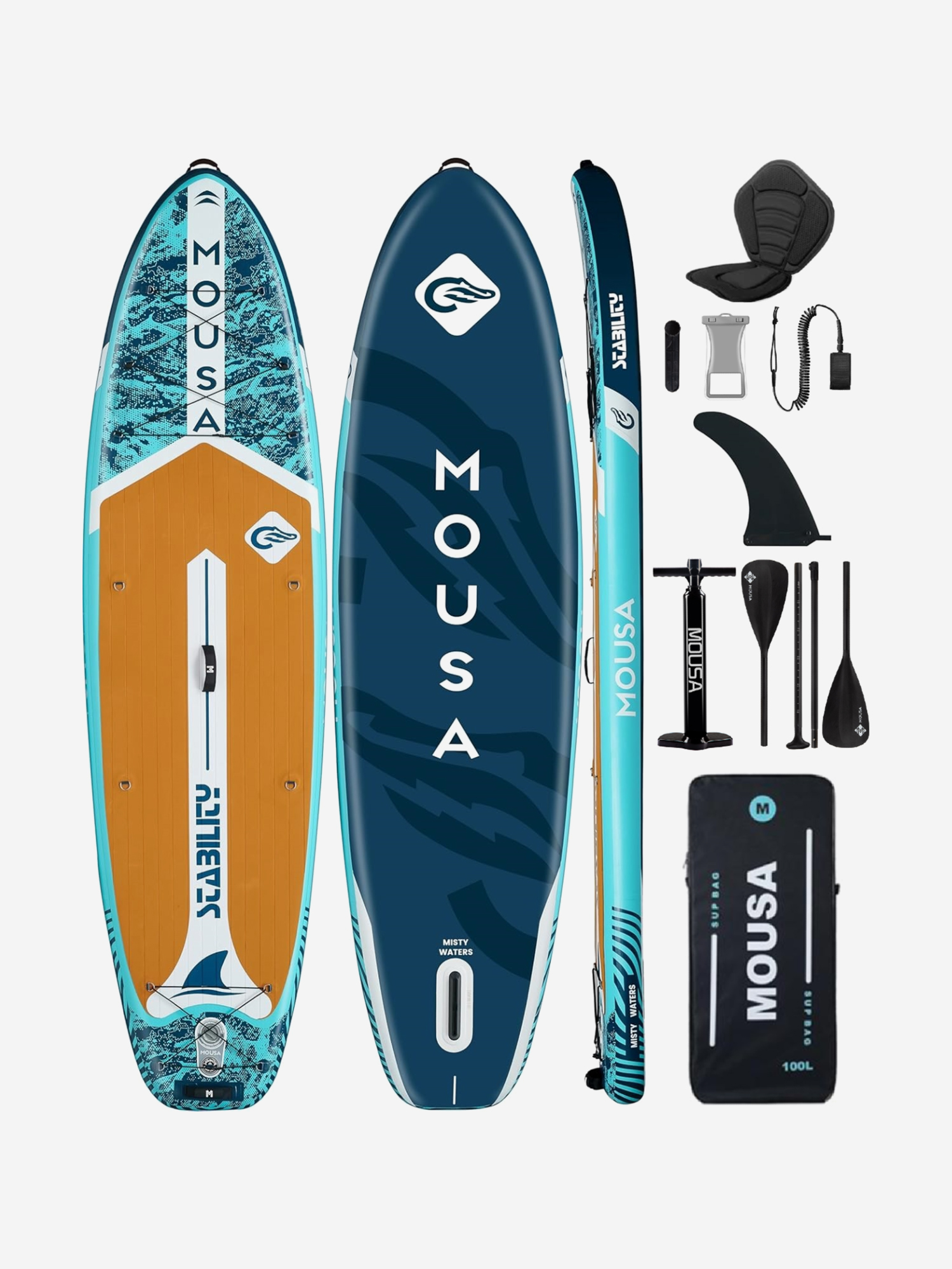 Изображение товара Двухслойный надувной сапборд MOUSA Misty Blue PRO 335 см для водных видов спорта Изображение товара Двухслойный надувной сапборд MOUSA Misty Blue PRO 335 см для водных видов спорта