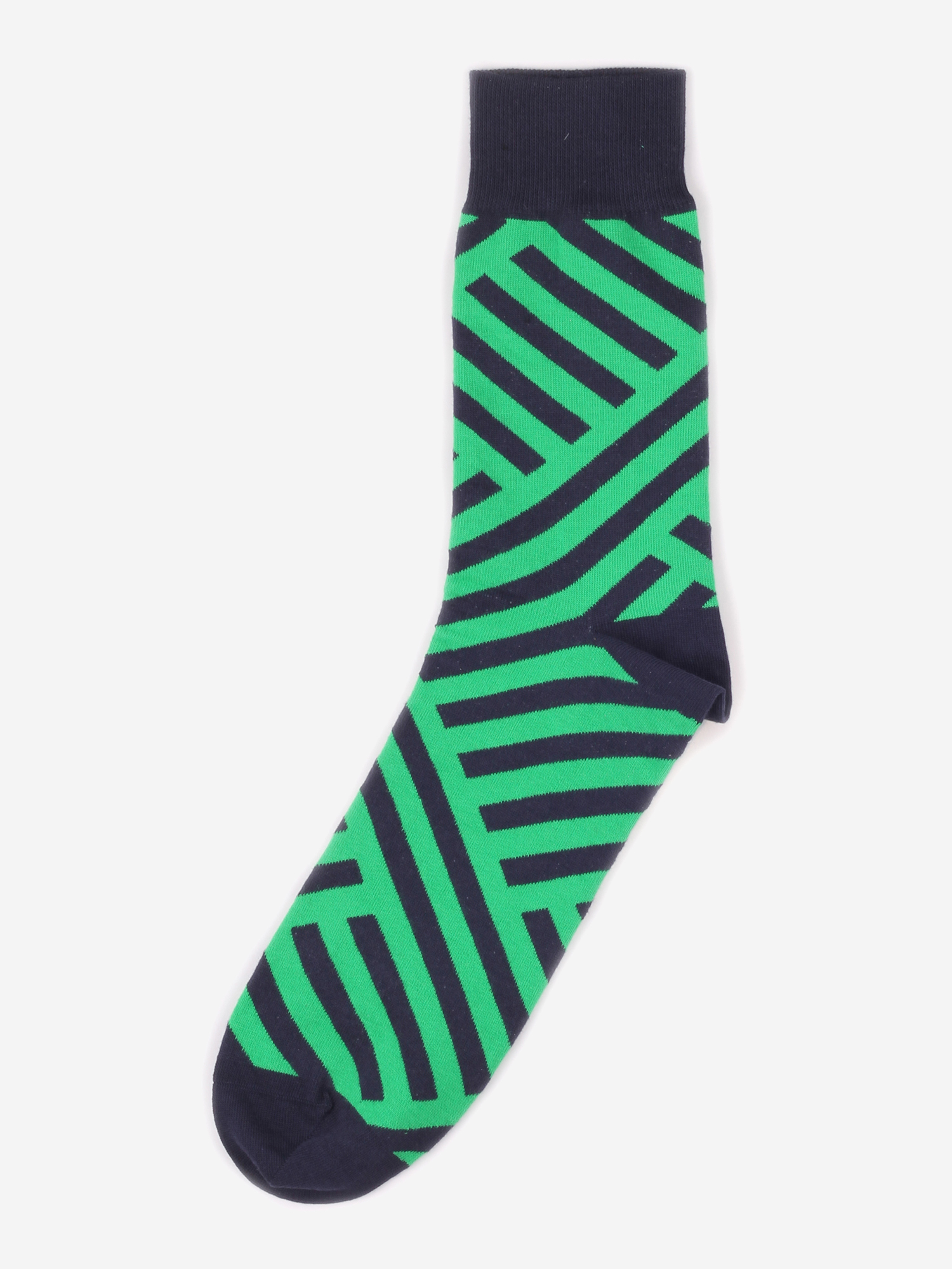 Дизайнерские носки Burning Heels - Diagonal Stripes - Green/Black, Зеленый