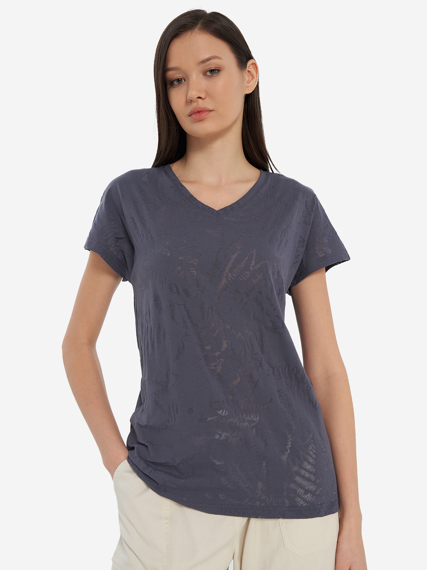 Изображение товара Женская футболка Outventure с рисунком V-образный вырез лето и всесезонная