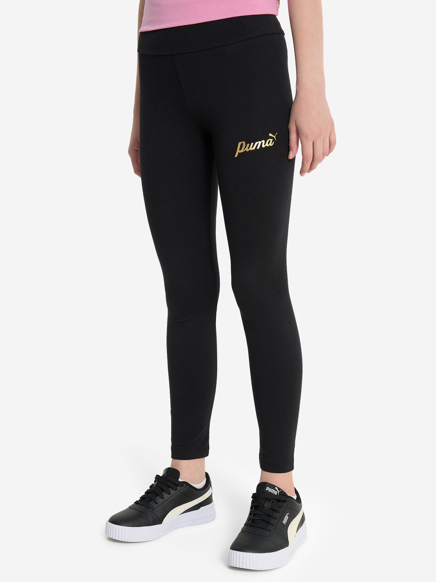 фото Легинсы для девочек puma ess+ script metallic, черный