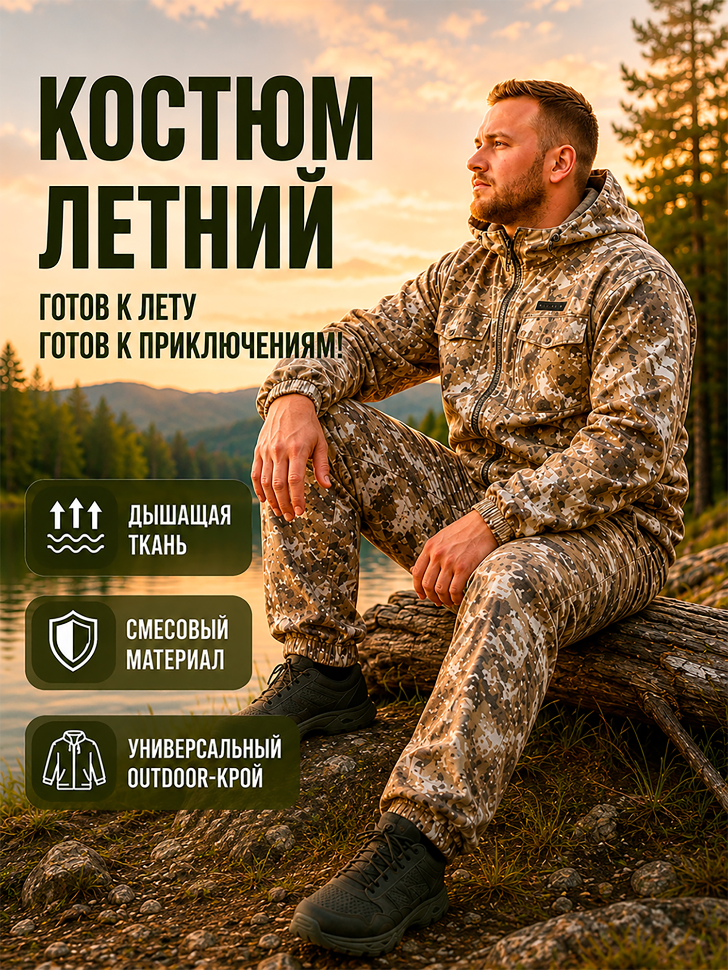 Изображение товара Летний мужской костюм ORION Active для охоты и рыбалки, Вяз