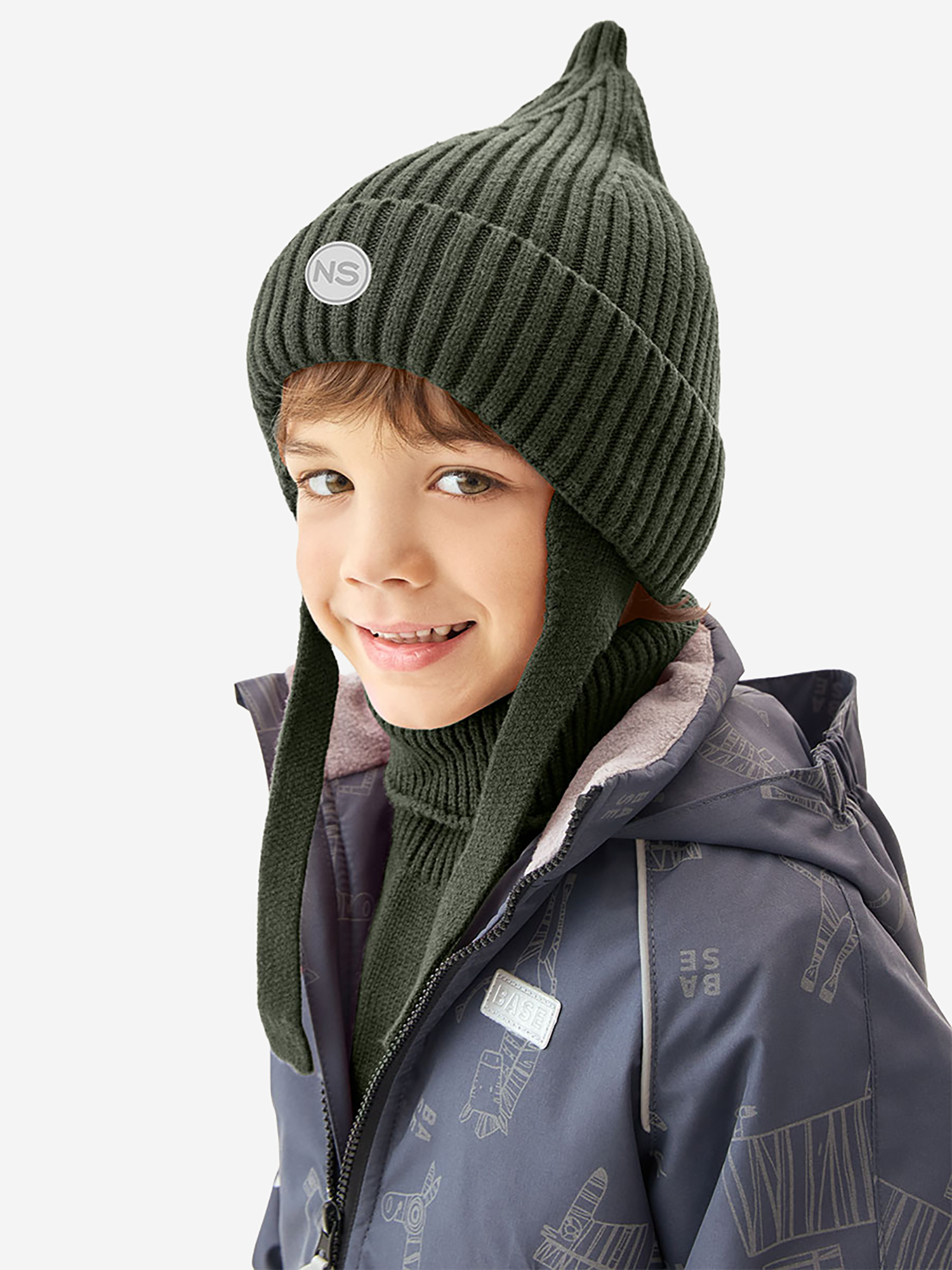 Изображение товара Комплект шапка и манишка NIKASTYLE хаки для детей демисезонный