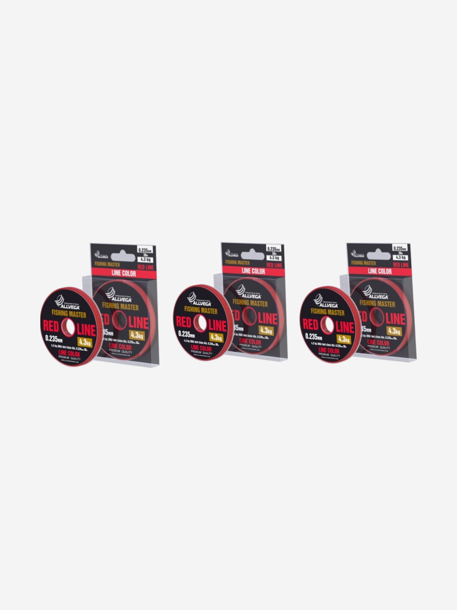 

Леска монофильная ALLVEGA "Fishing Master" 30м 0,235мм (4,3кг) рубиновая. Набор 3 штуки., Красный