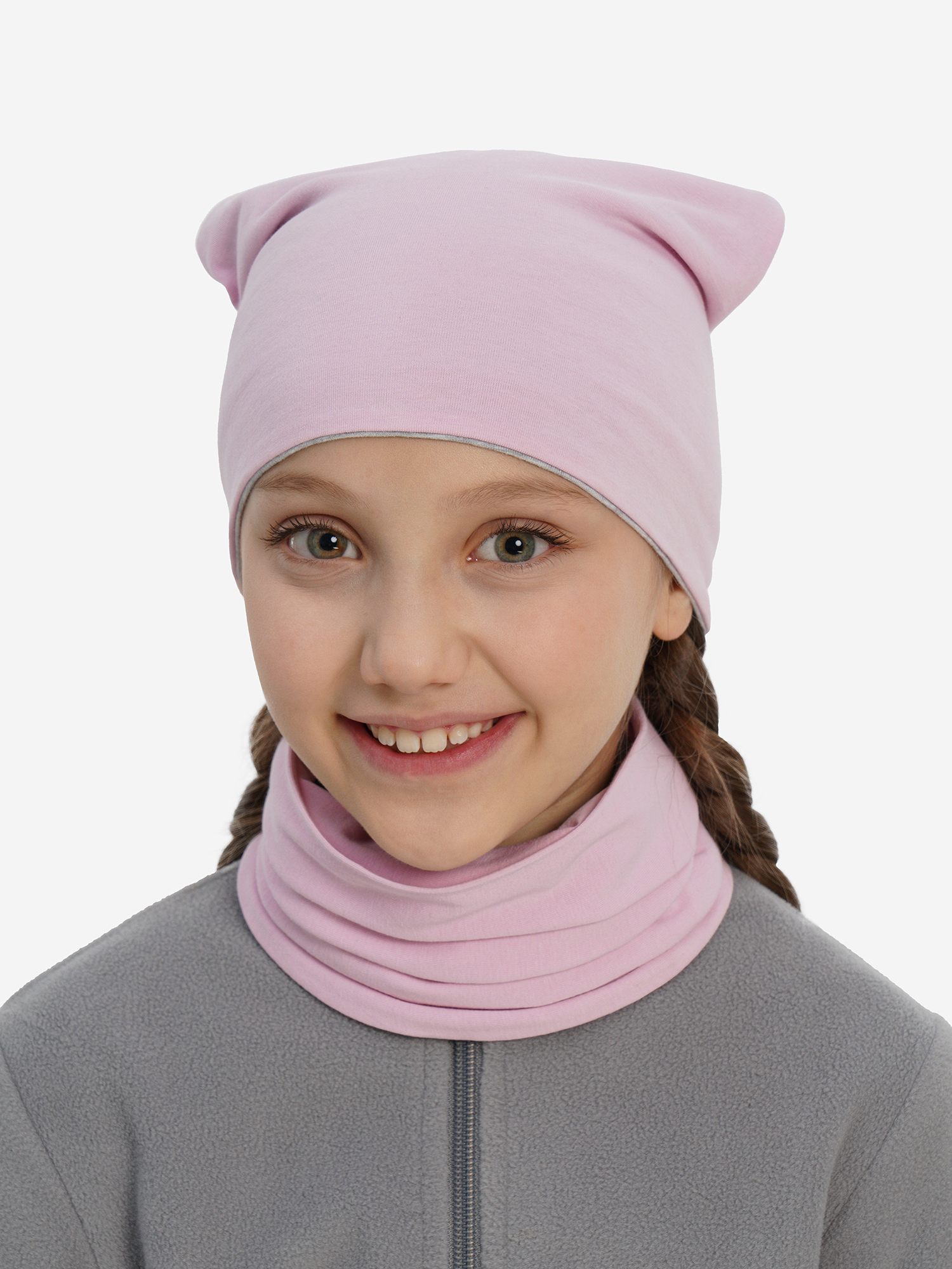 Изображение товара Комплект для девочек шапка и шарф GSD демисезонный без утеплителя