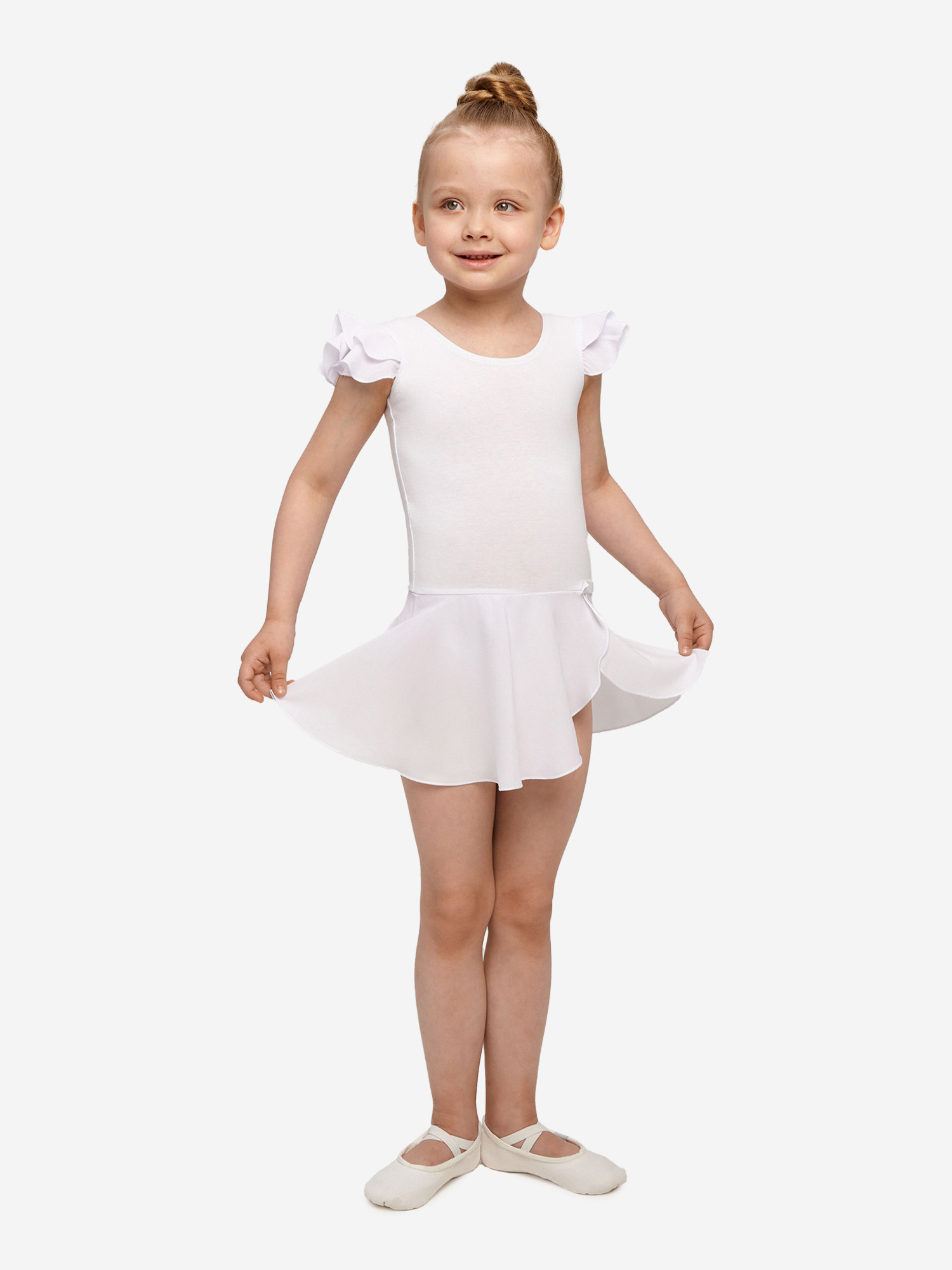 Купальник гимнастический Belkina с юбкой для танцев и тренировок, Белый трико гимнастическое брюки белый