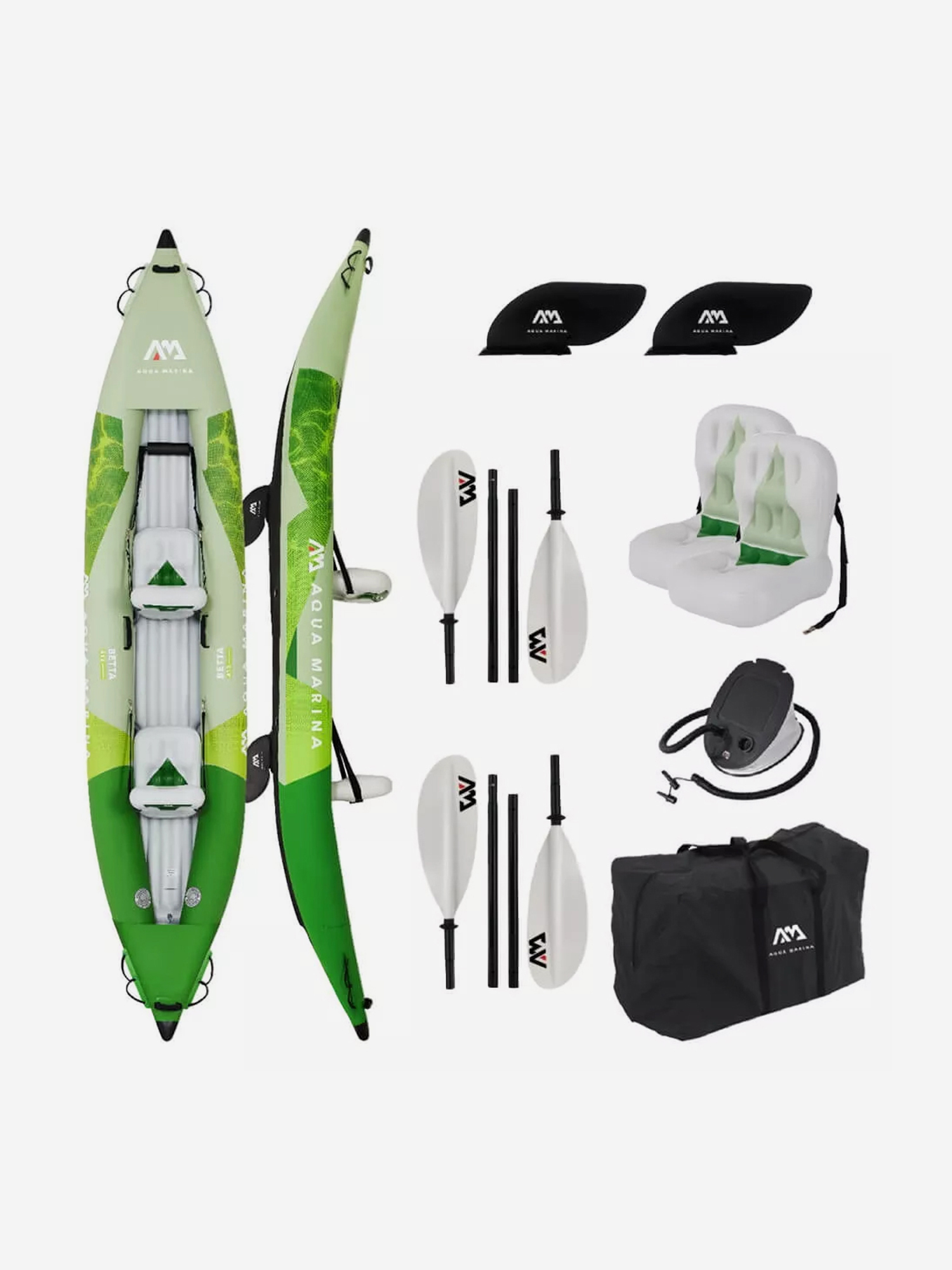 

Каяк надувной двухместный Aqua Marina Betta-412, Зеленый