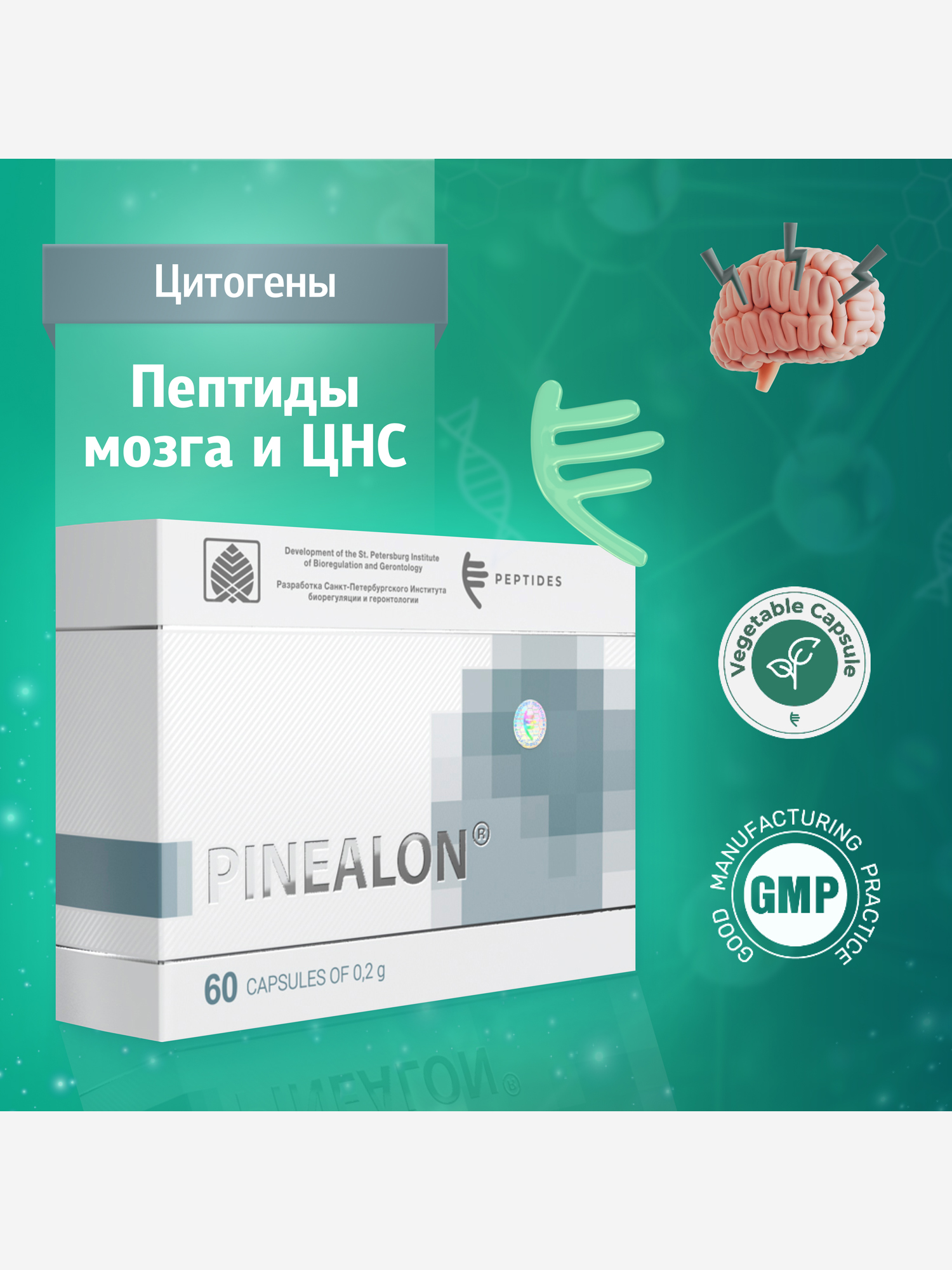 Изображение товара Пинеалон 60 капсул - Пептиды мозга и ЦНС
