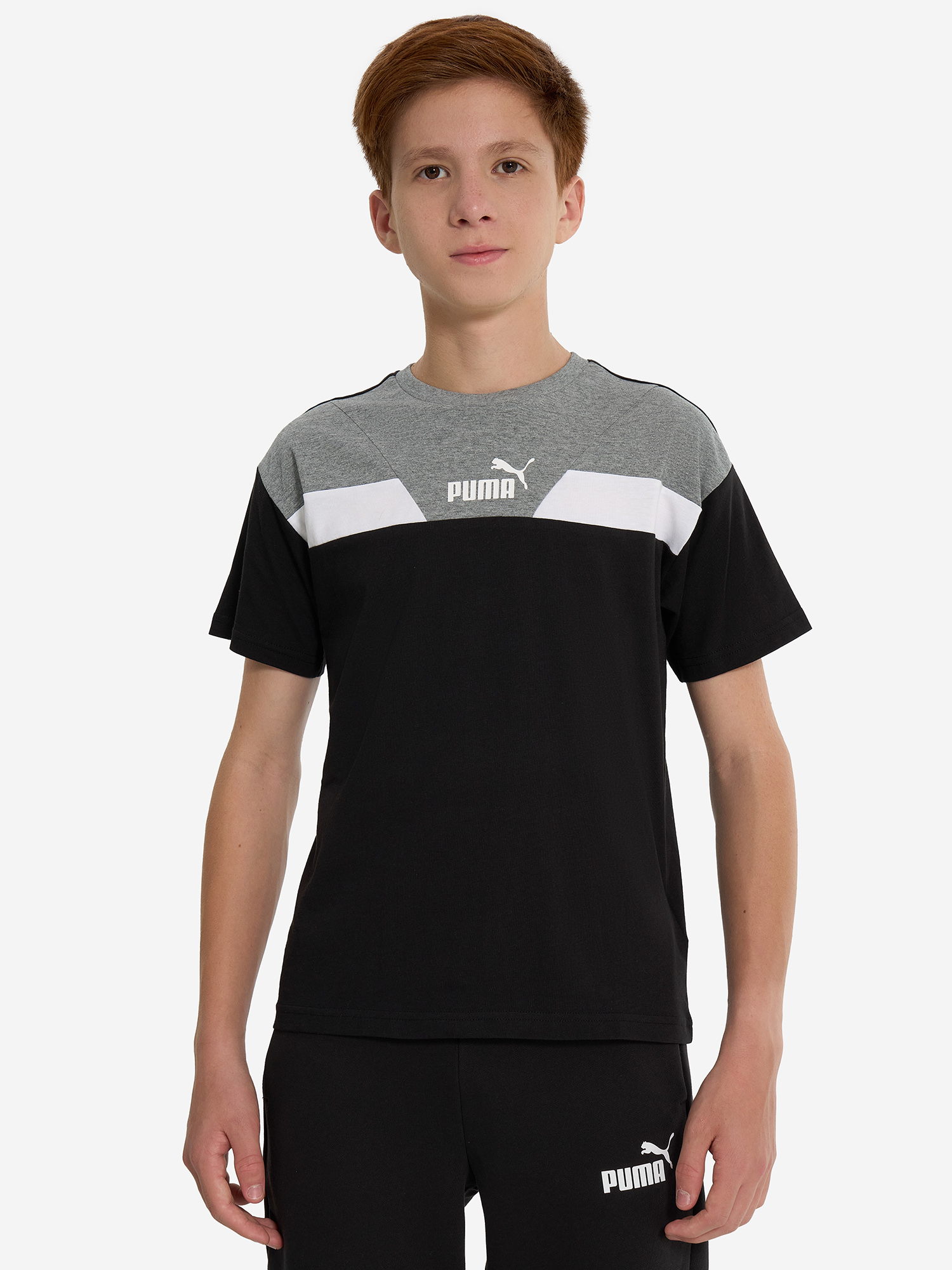 фото Футболка для мальчиков puma power colorblock, черный