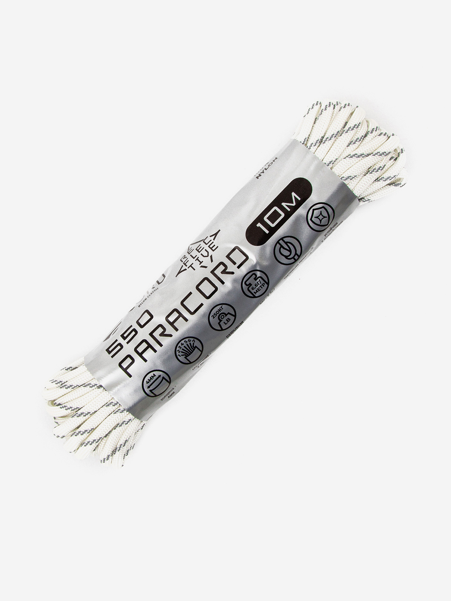 

Паракорд 550 CORD nylon 10м RUS световозвращающий (white), Белый