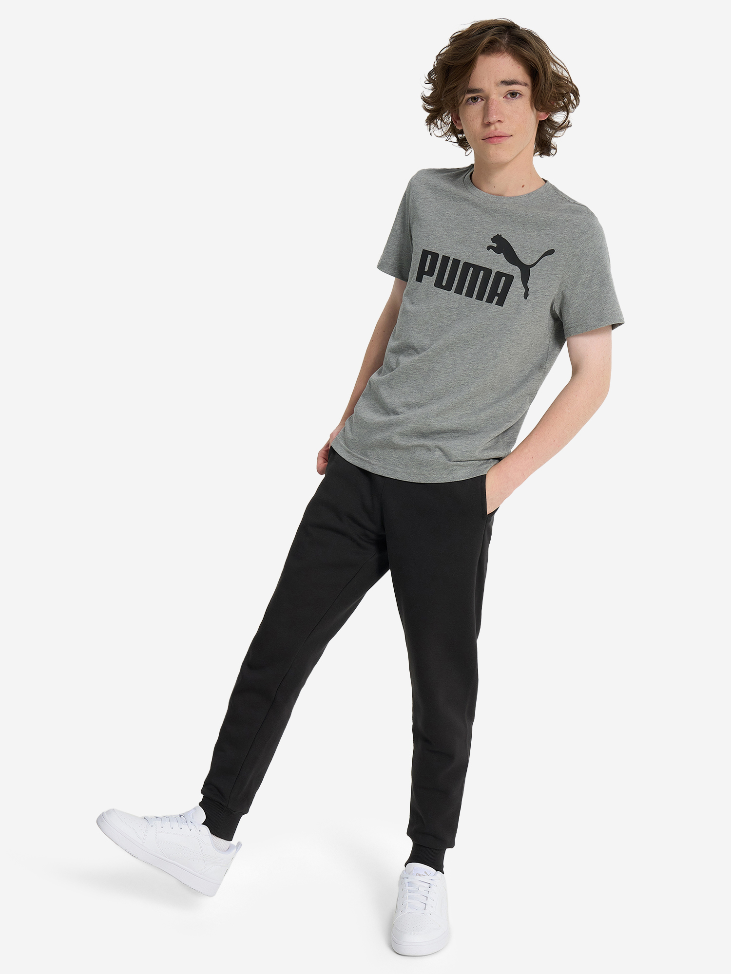 фото Футболка для мальчиков puma ess logo, серый