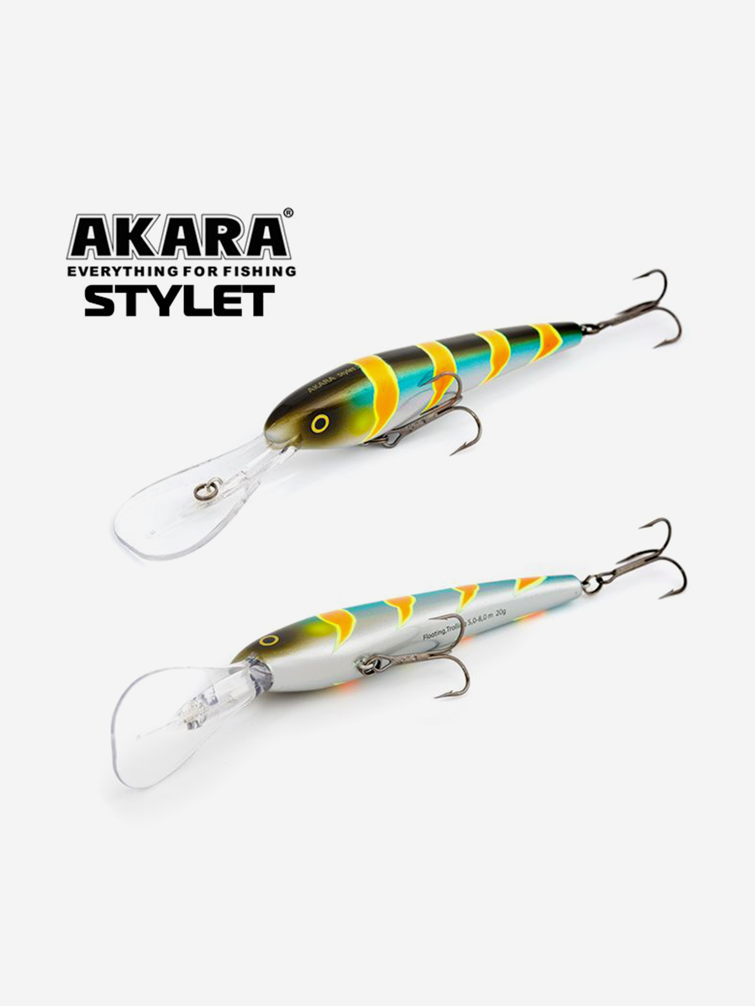 Изображение товара Воблер Akara Stylet 110F минноу плавающий для троллинга на щуку, судака, сома 20гр A106