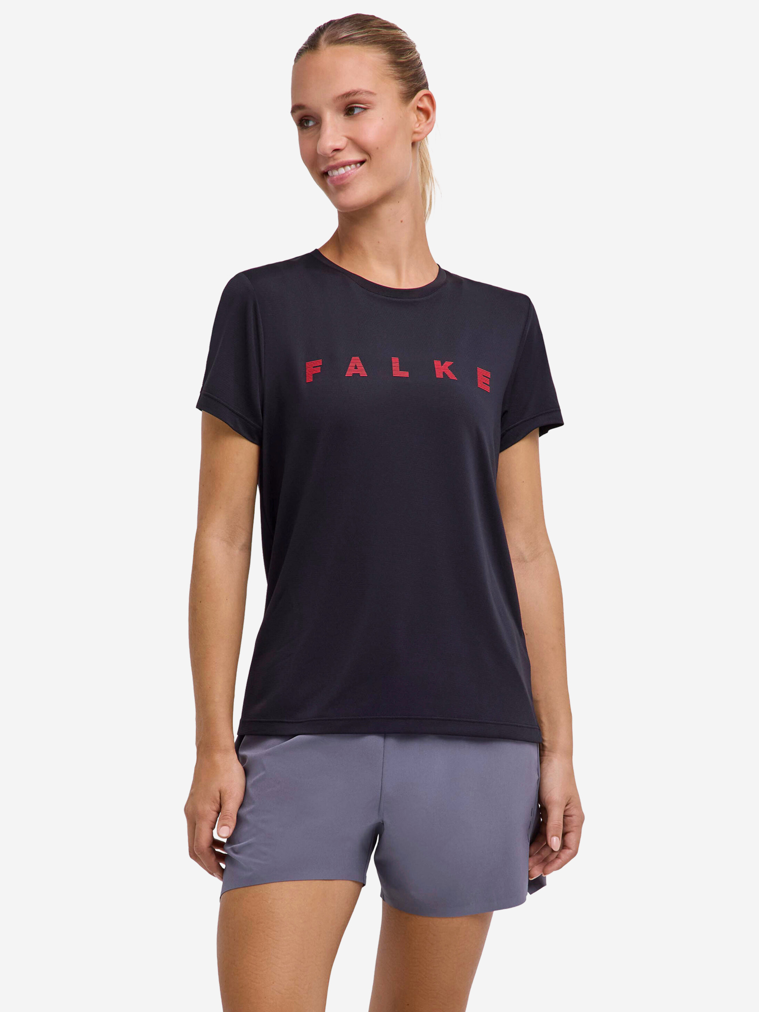 Изображение товара FALKE Женская спортивная футболка с коротким рукавом черная