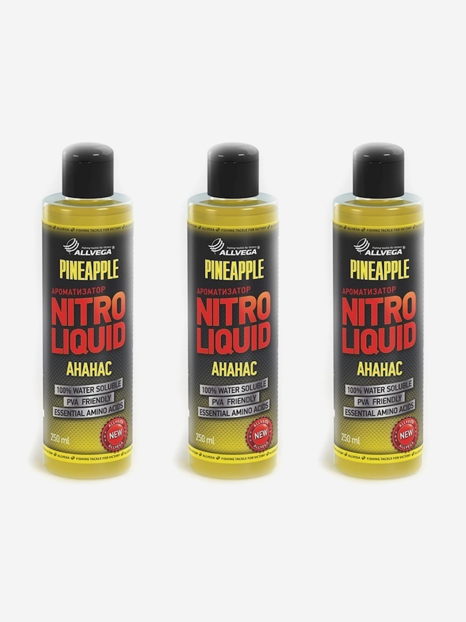

Ароматизатор жидкий Allvega "Nitro Liquid Pineapple", ананас, 3 флакона по 250 мл, Желтый