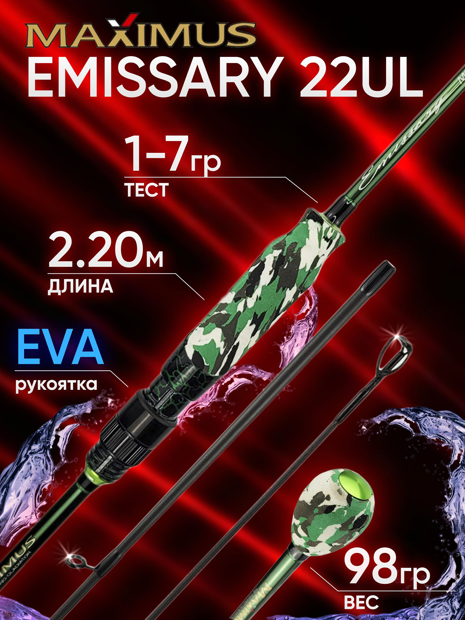 Изображение товара Спиннинг Maximus EMISSARY 22UL 2.20м 1-7гр