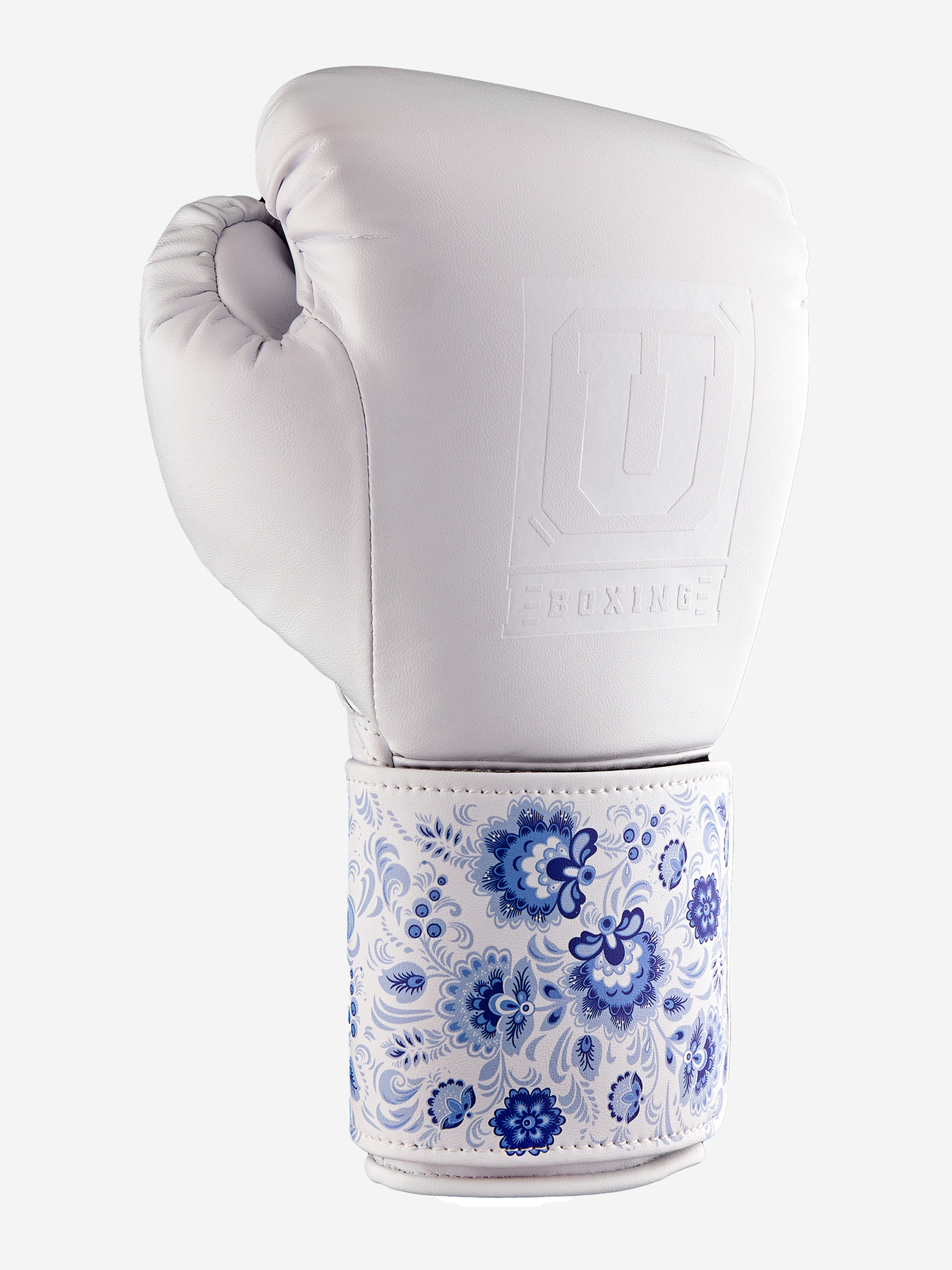 Изображение товара Тренировочные перчатки на липучке Ultimatumboxing Gen7Pro-Htn Gzhel, Белый с принтом "гжель"