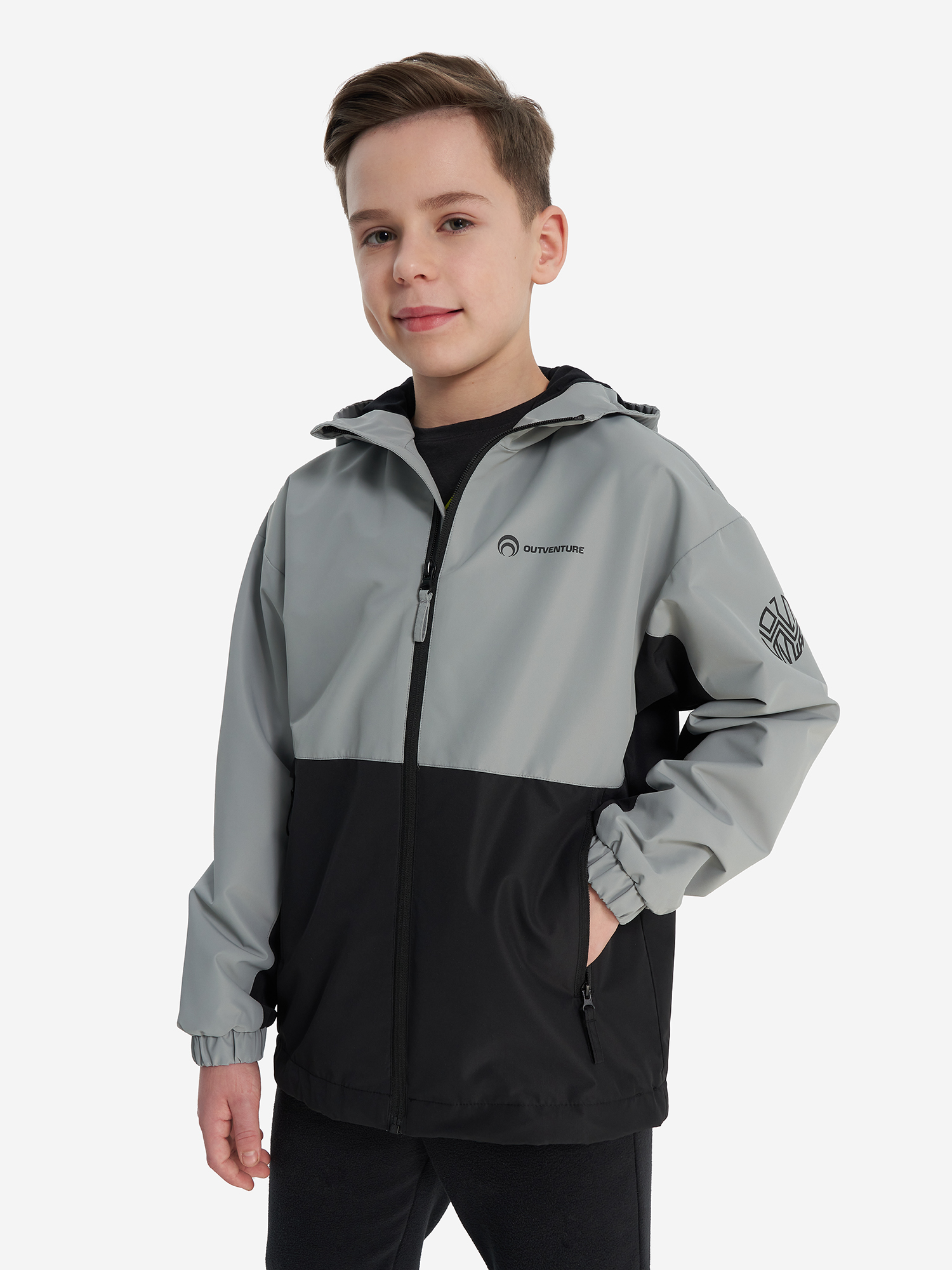 Ветровка Outventure для мальчиков, серый, арт. 142496out-ab