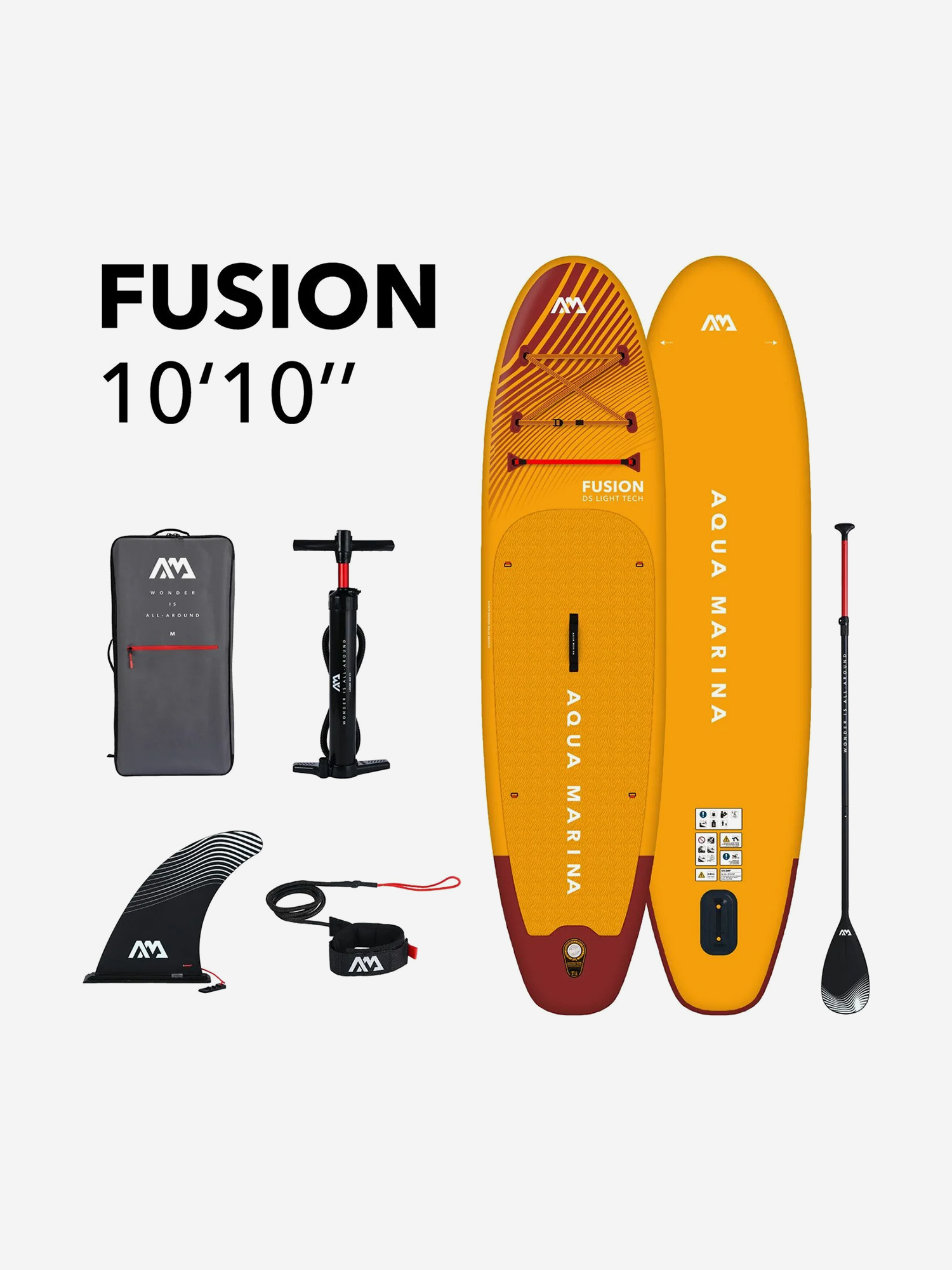 Изображение товара Надувной сапборд Aqua Marina FUSION 10'10" (330×81×15 см), универсальный, Горчичный/желтый/коричнево-красный