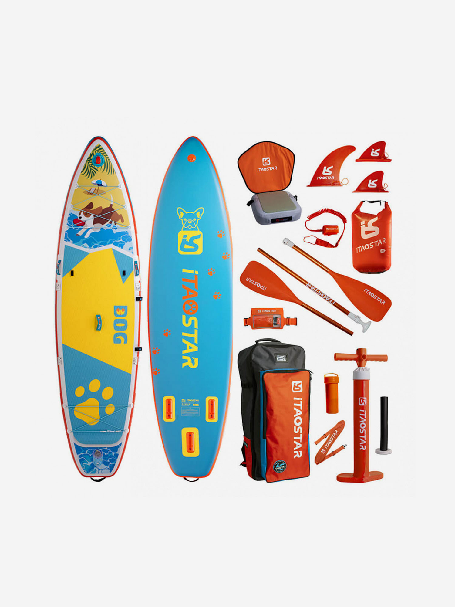

Доска SUP надувная iTaoStar 11'x34"x6 Dog, Голубой