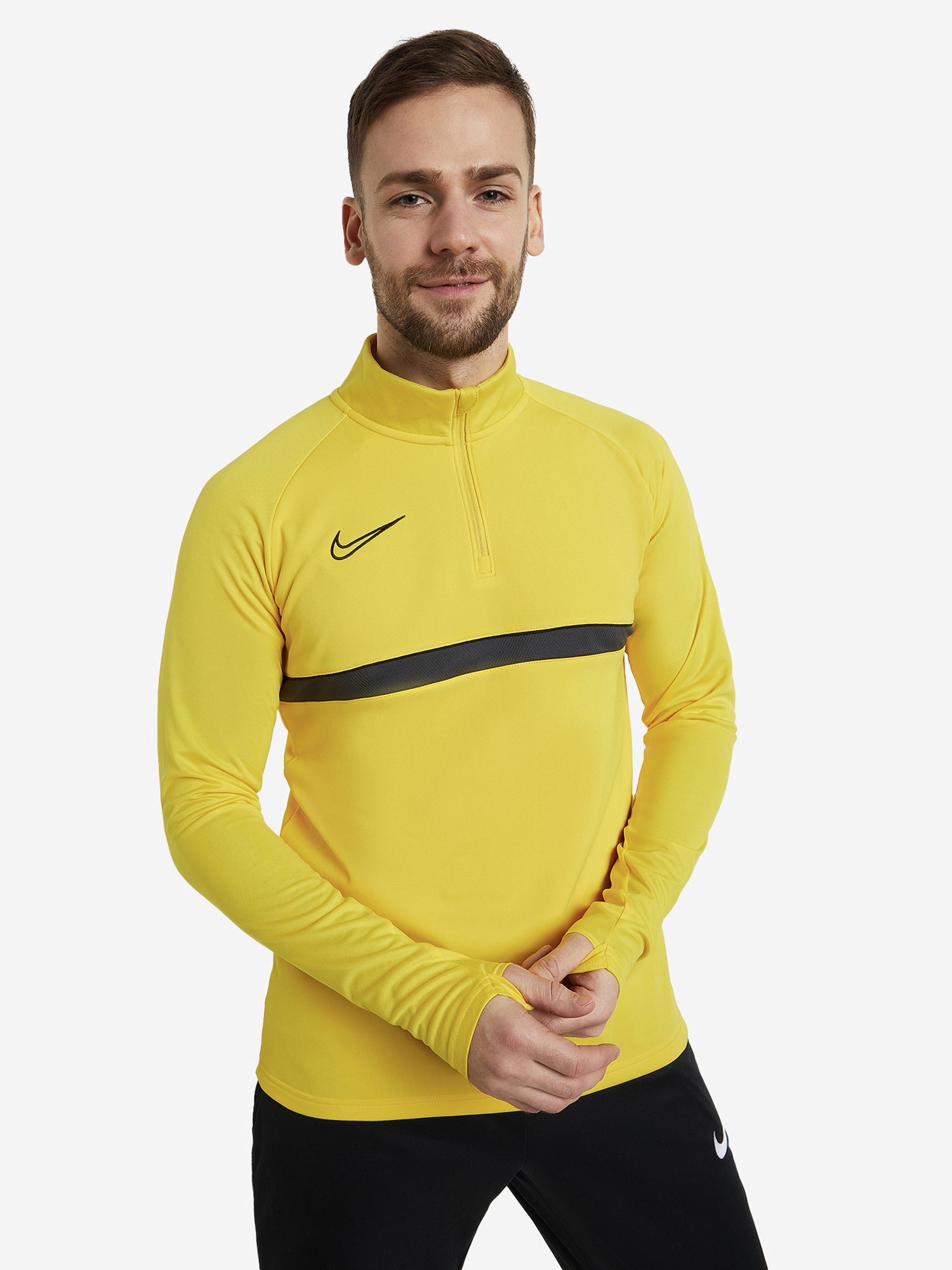 Джемпер футбольный мужской Nike Dri-FIT Academy, Желтый джемпер футбольный для мальчиков nike academy 21