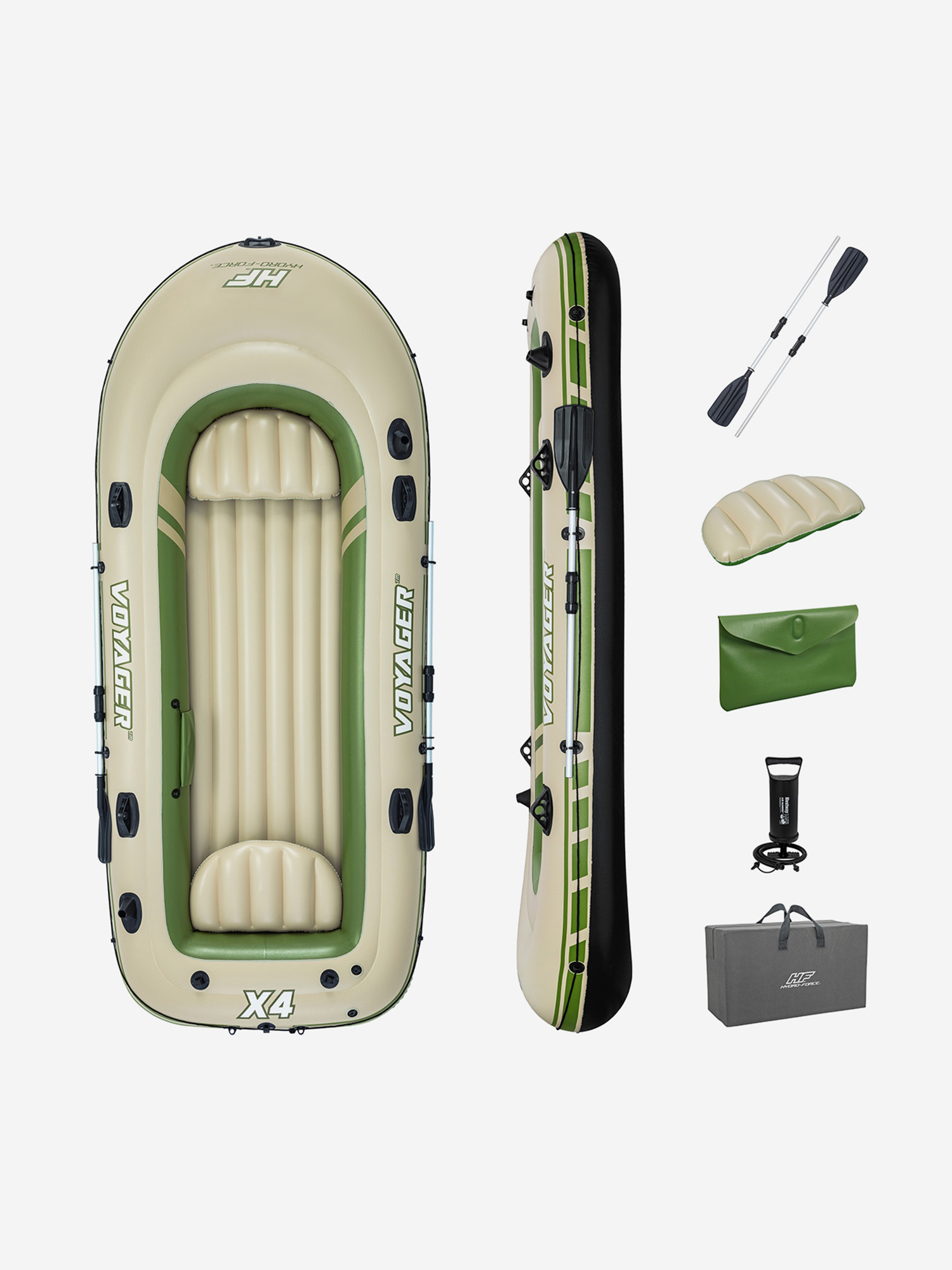 

Лодка Bestway 65164 надувная Voyager X3 294x137х47 см, Зеленый
