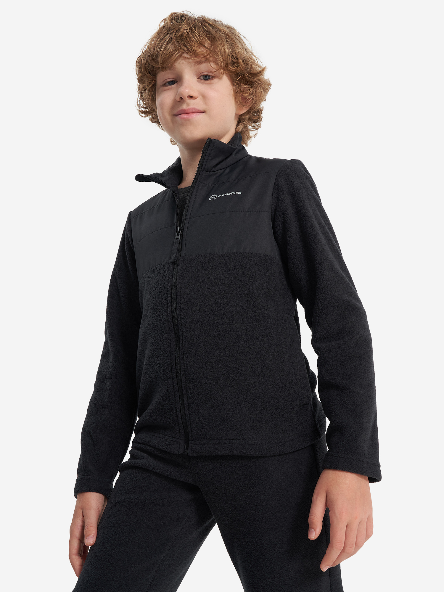 Джемпер флисовый для мальчиков Outventure, черный, арт. 28937