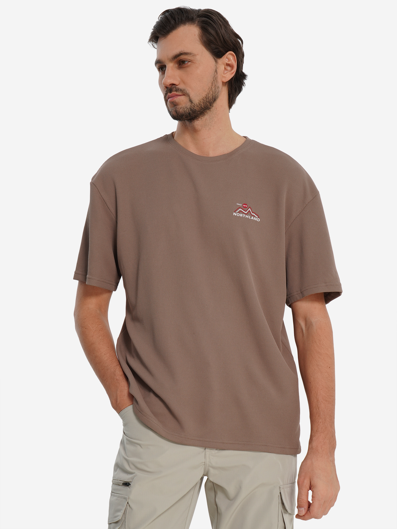 Изображение товара Футболка Northland мужская коричневая, влагоотвод, УФ-защита