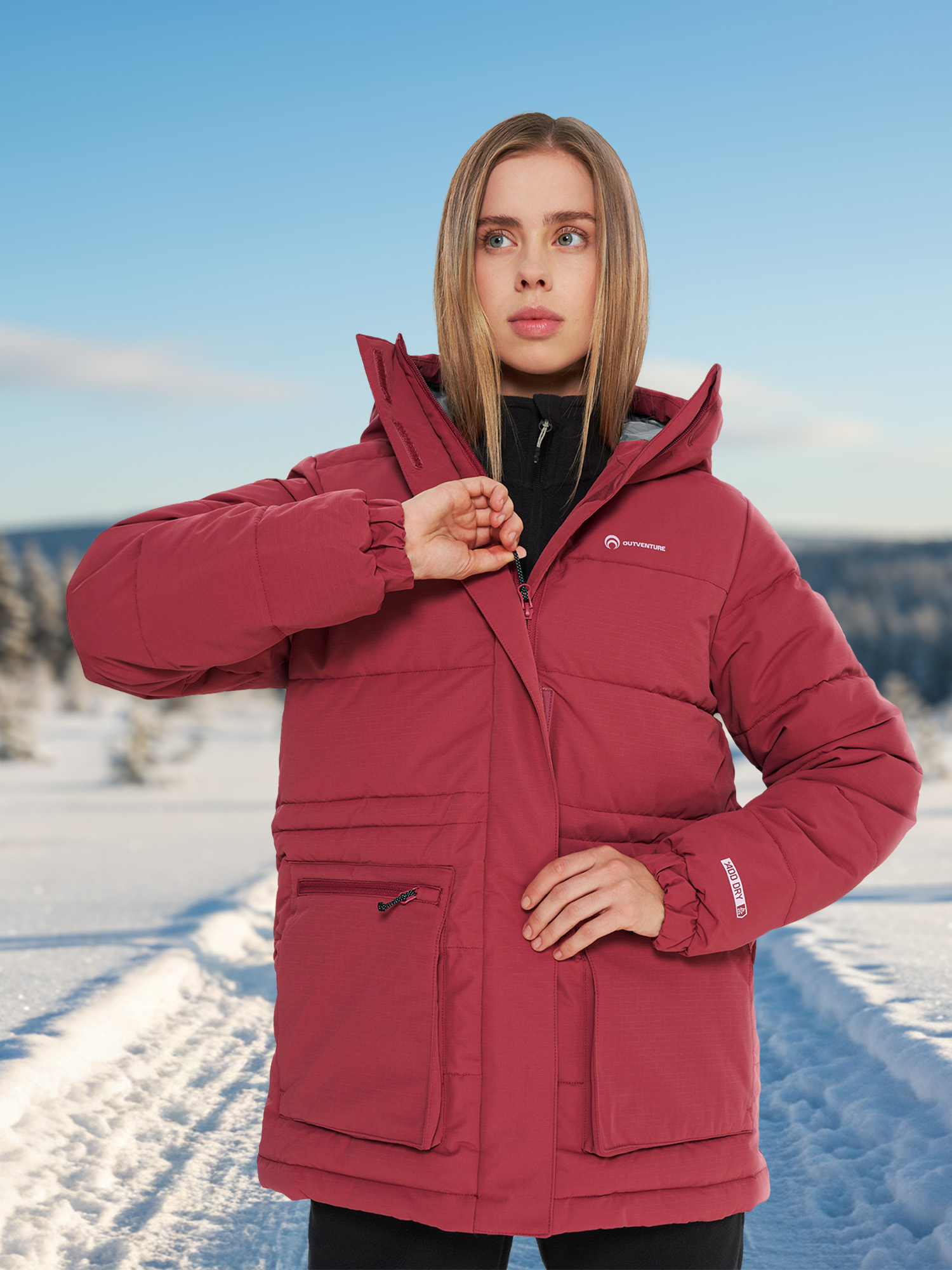 

Пуховик женский Outventure, Красный