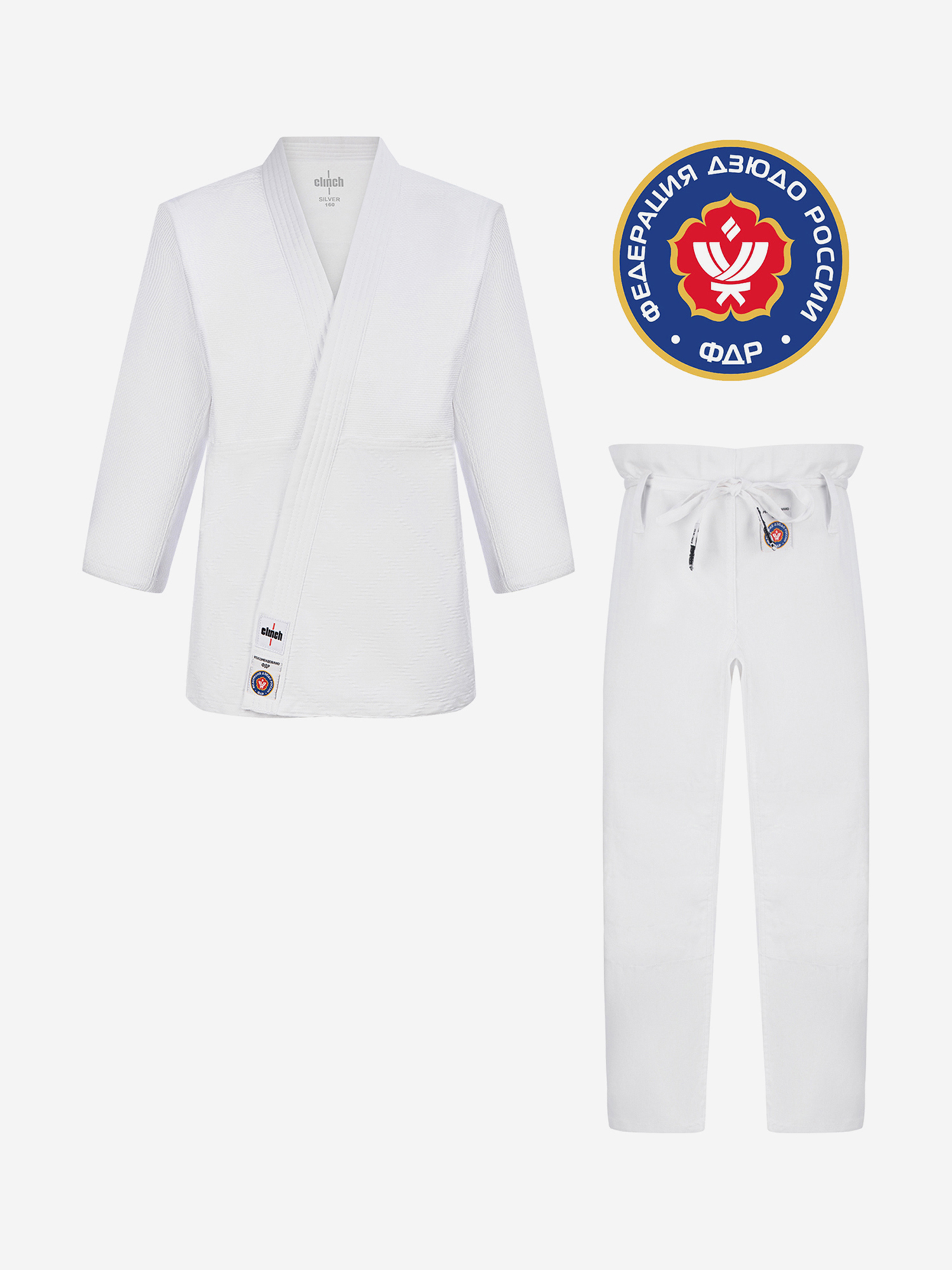 

Кимоно для дзюдо Clinch Judo Silver FDR белое, Белый