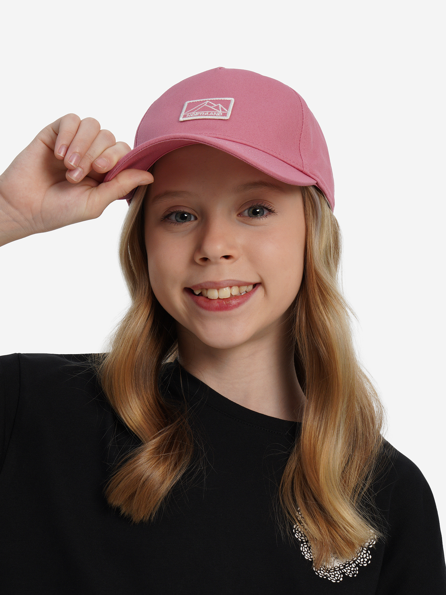 Изображение товара Бейсболка для девочек Northland летняя из хлопка с изогнутым козырьком и застежкой-липучкой