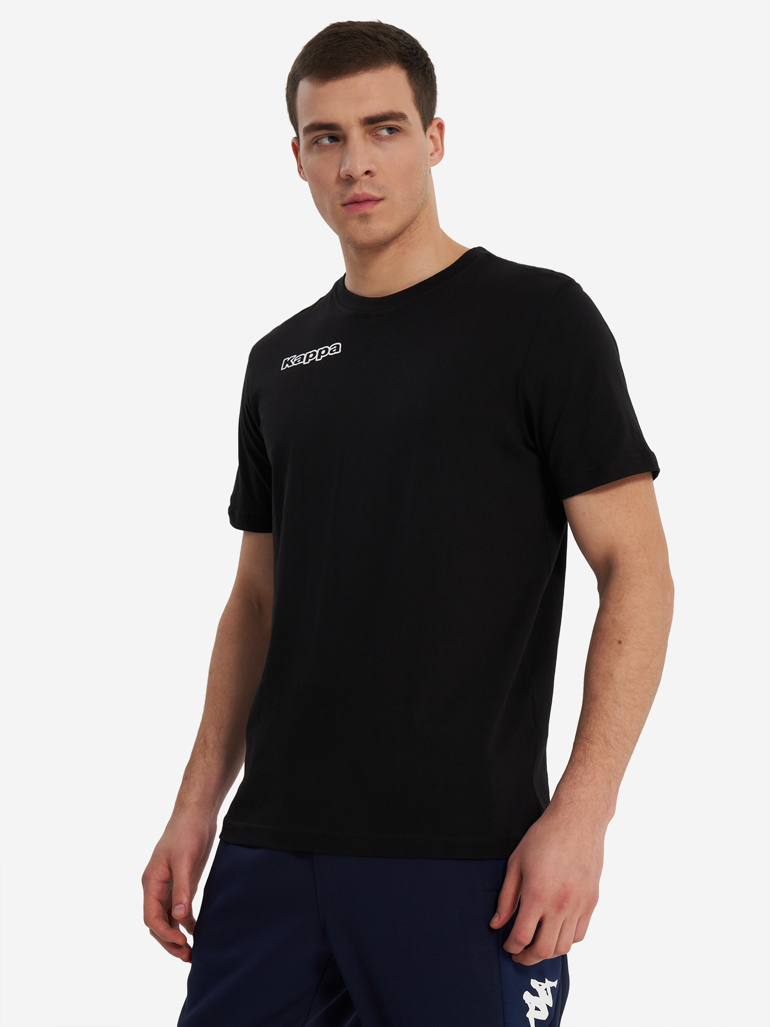 Изображение товара Мужская футболка Kappa с логотипом черная короткий рукав лето