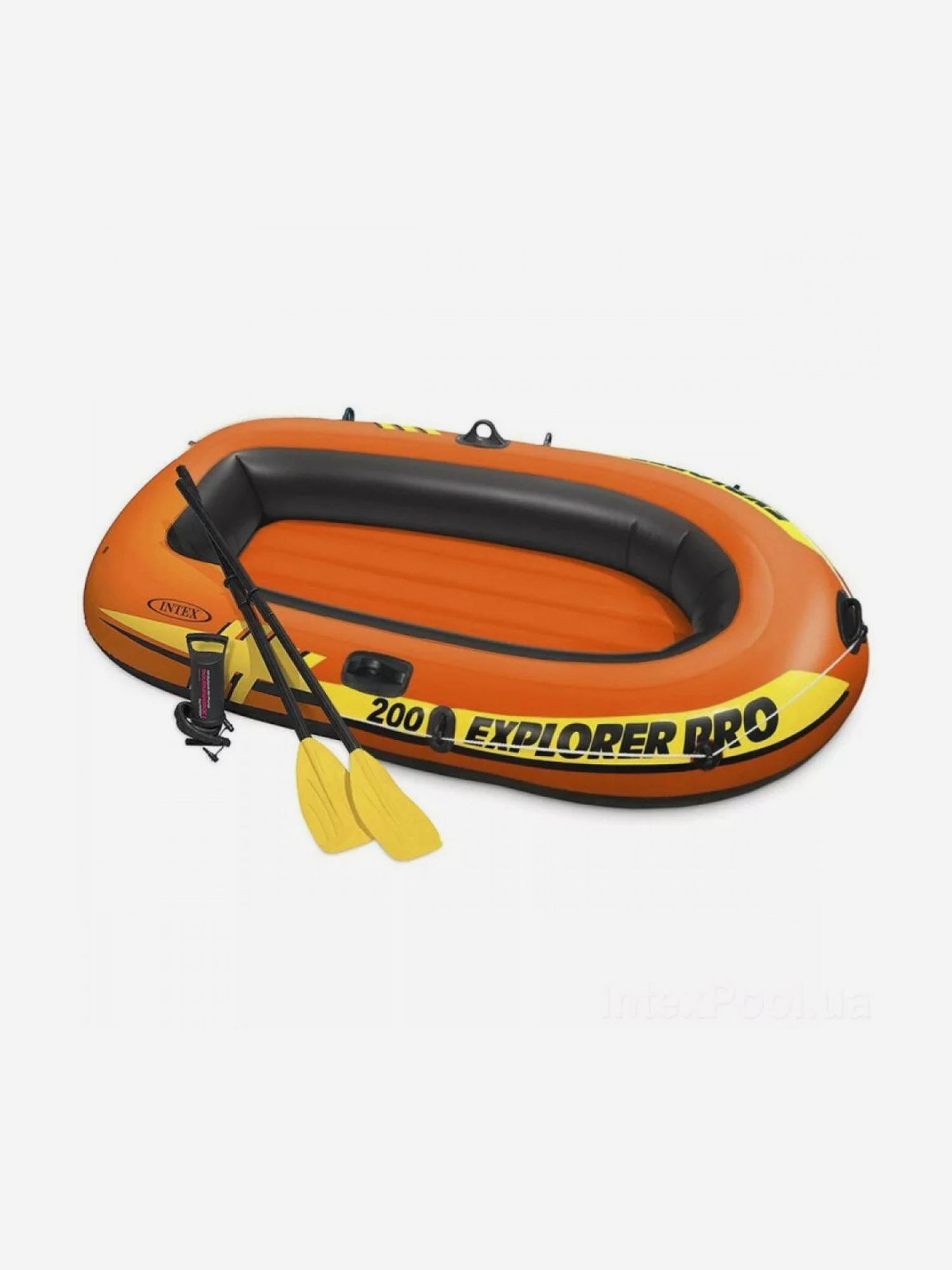 Надувная лодка Intex 58357 Explorer Pro 200 + весла + насос (196х102х33см), Оранжевый