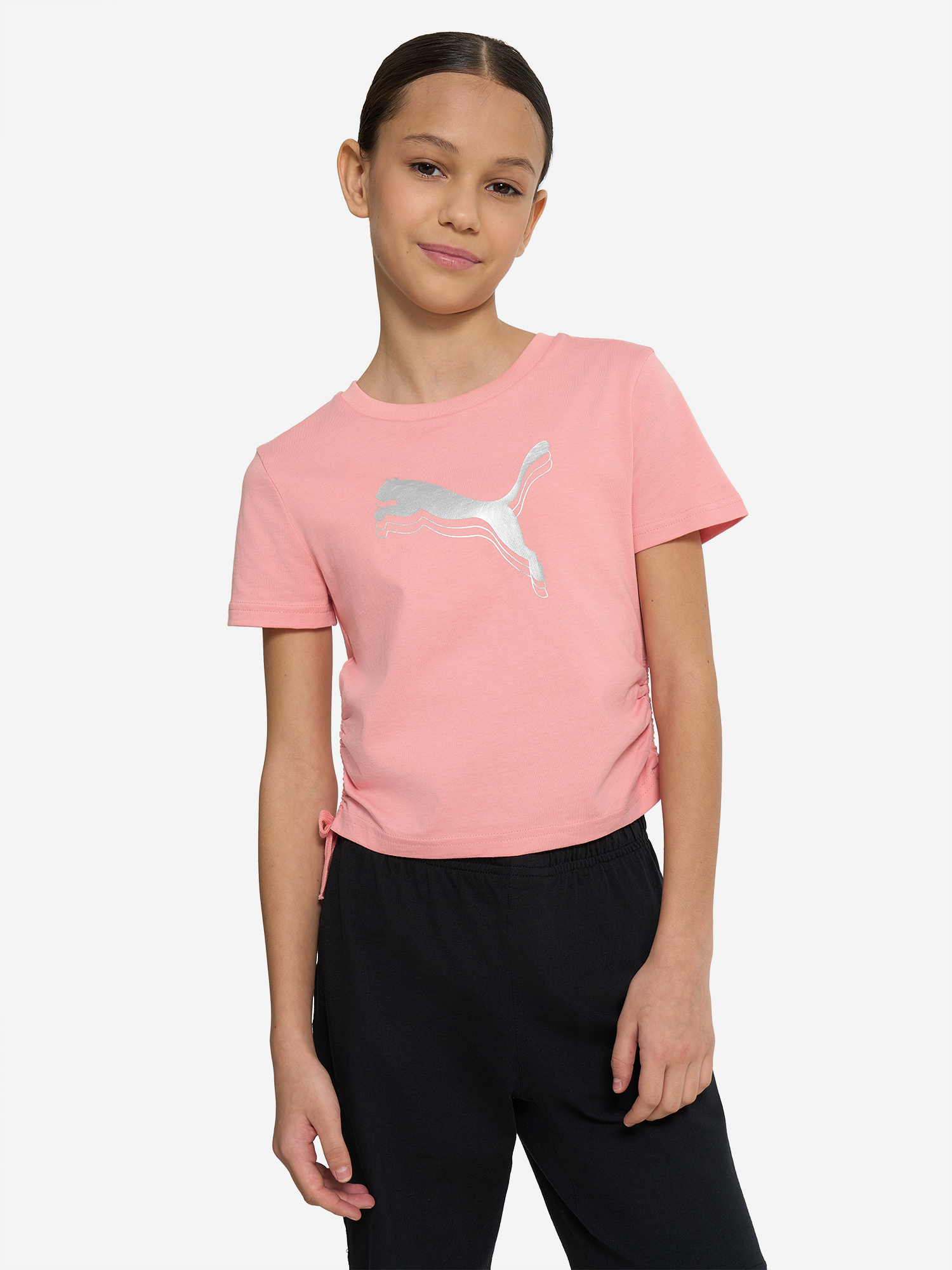 Футболка для девочек PUMA Metallic Knotted, Розовый 2