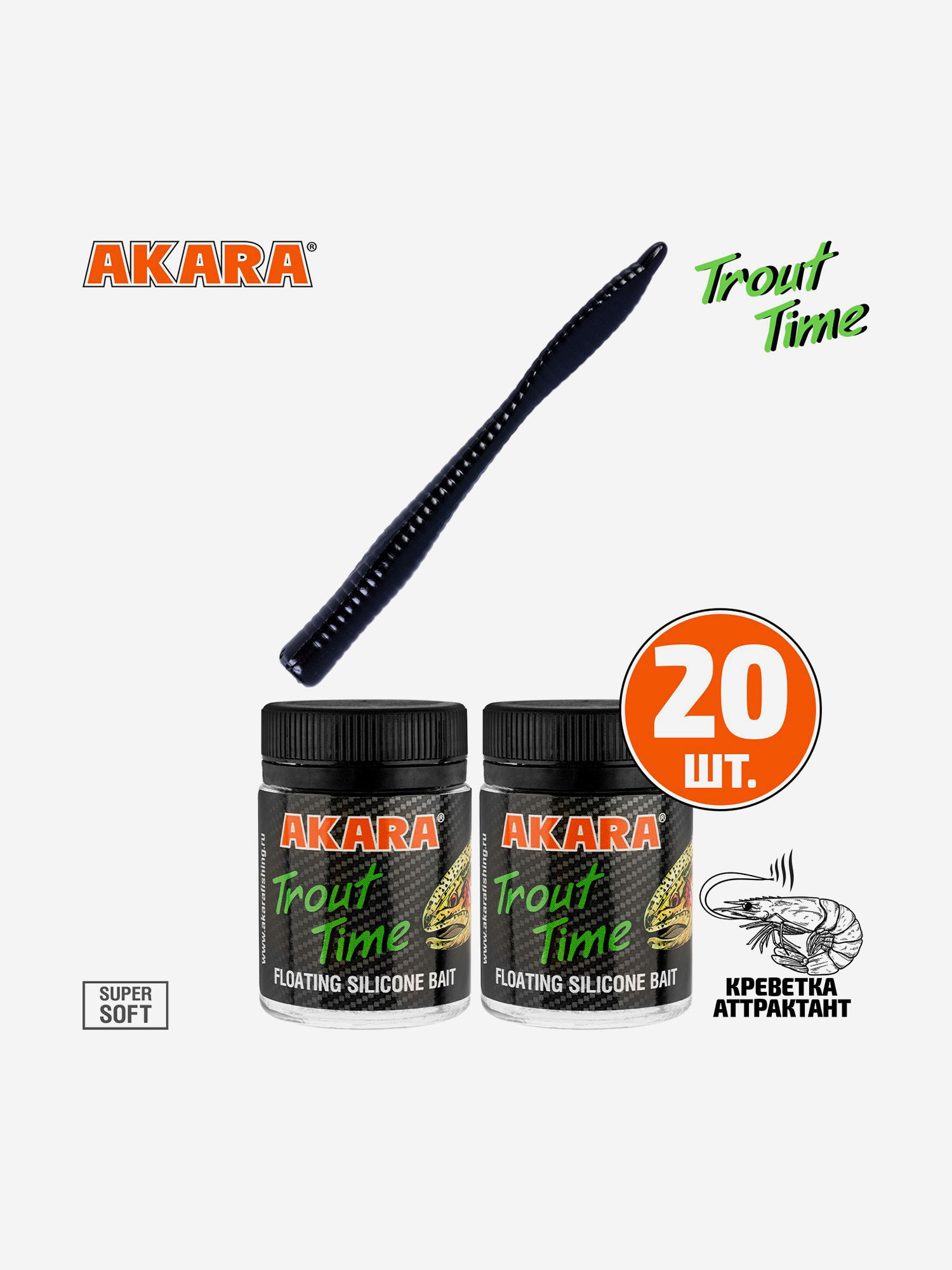 Изображение товара Приманка Akara Trout Time WORM 3 422 Черный