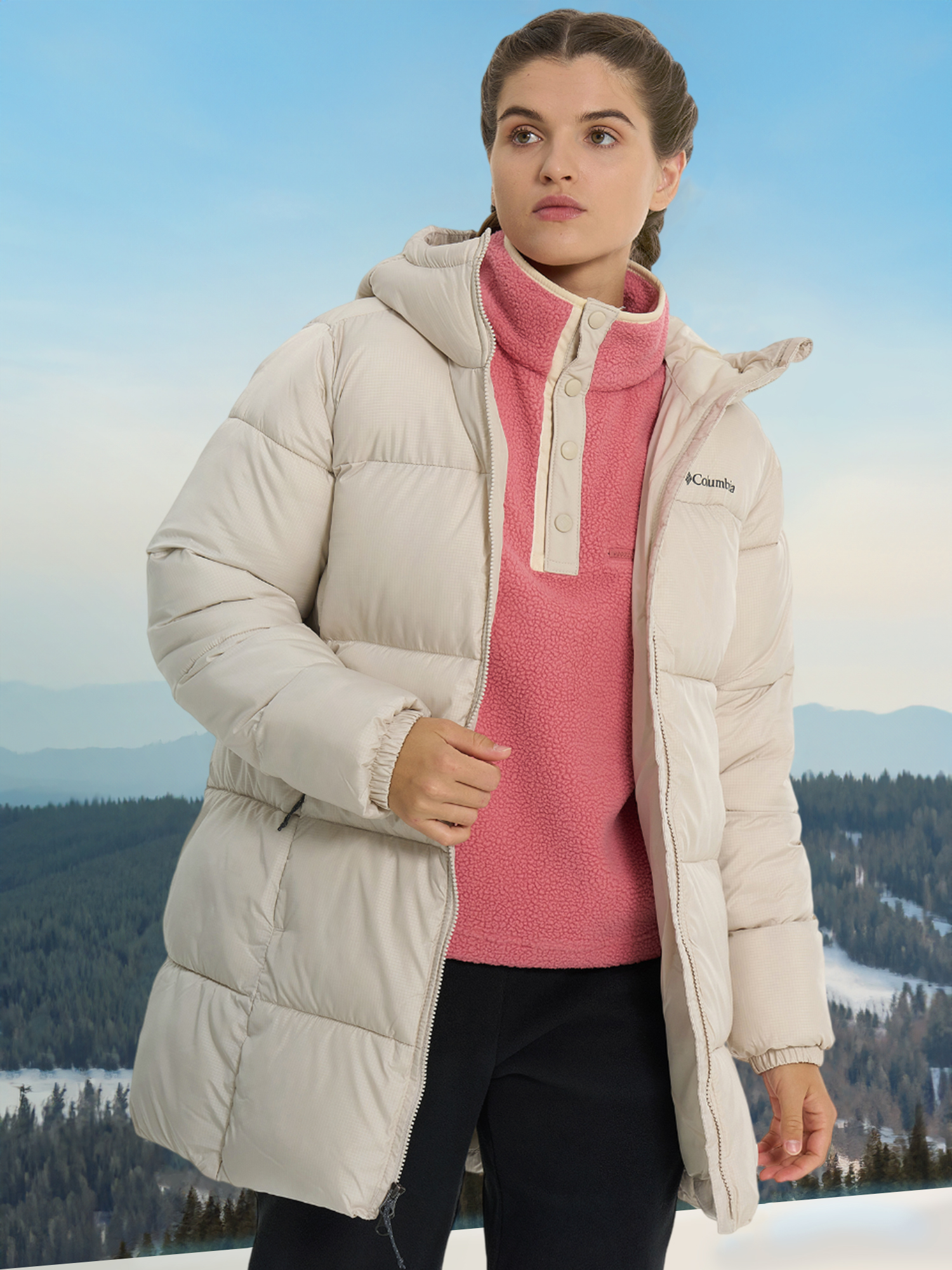 Пуховик женский Columbia Puffect II Mid Hooded Jacket, Бежевый