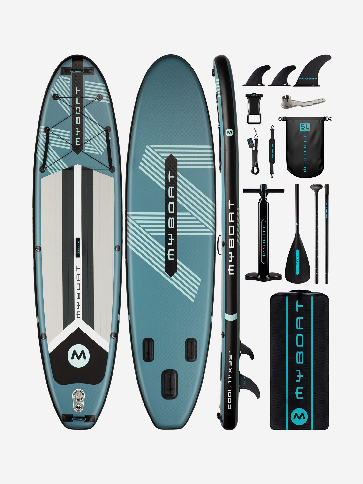 

Надувная двухслойная SUP-доска MYBOAT BLUE/GRAY 11' 335x84x15см, Зеленый